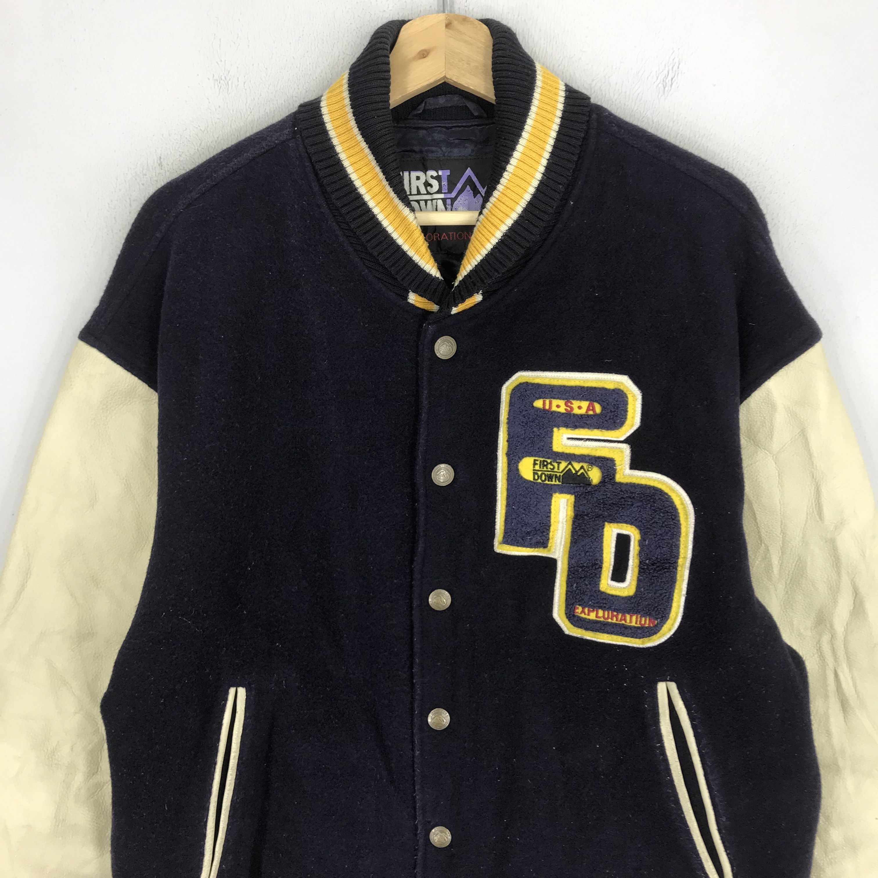 Japanese Brand Vintage 90s First Down Varsity Stadium Bomber Jacket Size US M / EU 48-50 / 2 - 5 Thumbnail