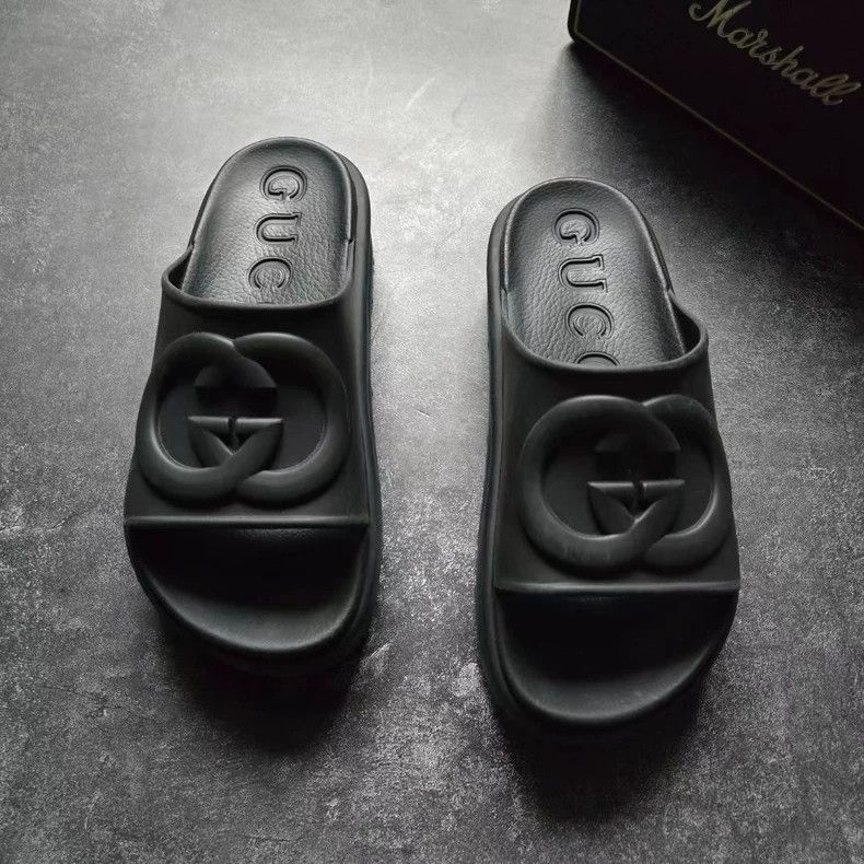 Gucci gucci interlocking black slide sandals-dmc Size US 6 / EU 39 - 1 Thumbnail