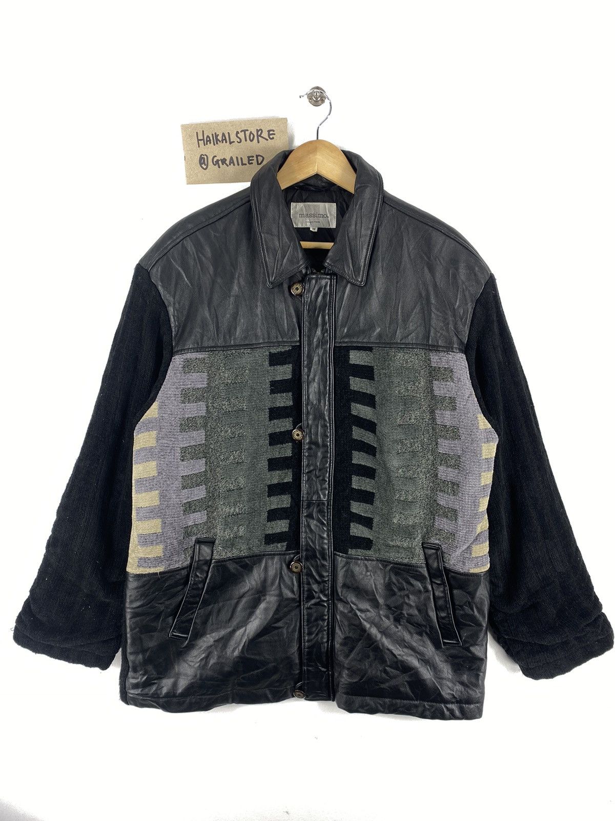 Aran Isles Knitwear Retro Y2k Massimo Knit Design Leather Jacket Size US M / EU 48-50 / 2 - 1 Thumbnail
