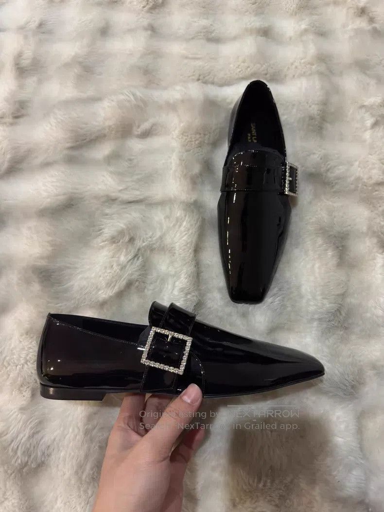 Saint Laurent Paris Saint Laurent Paris Crystal Buckle Loafers Leather Shoes Size US 7 / EU 40 - 2 Thumbnail