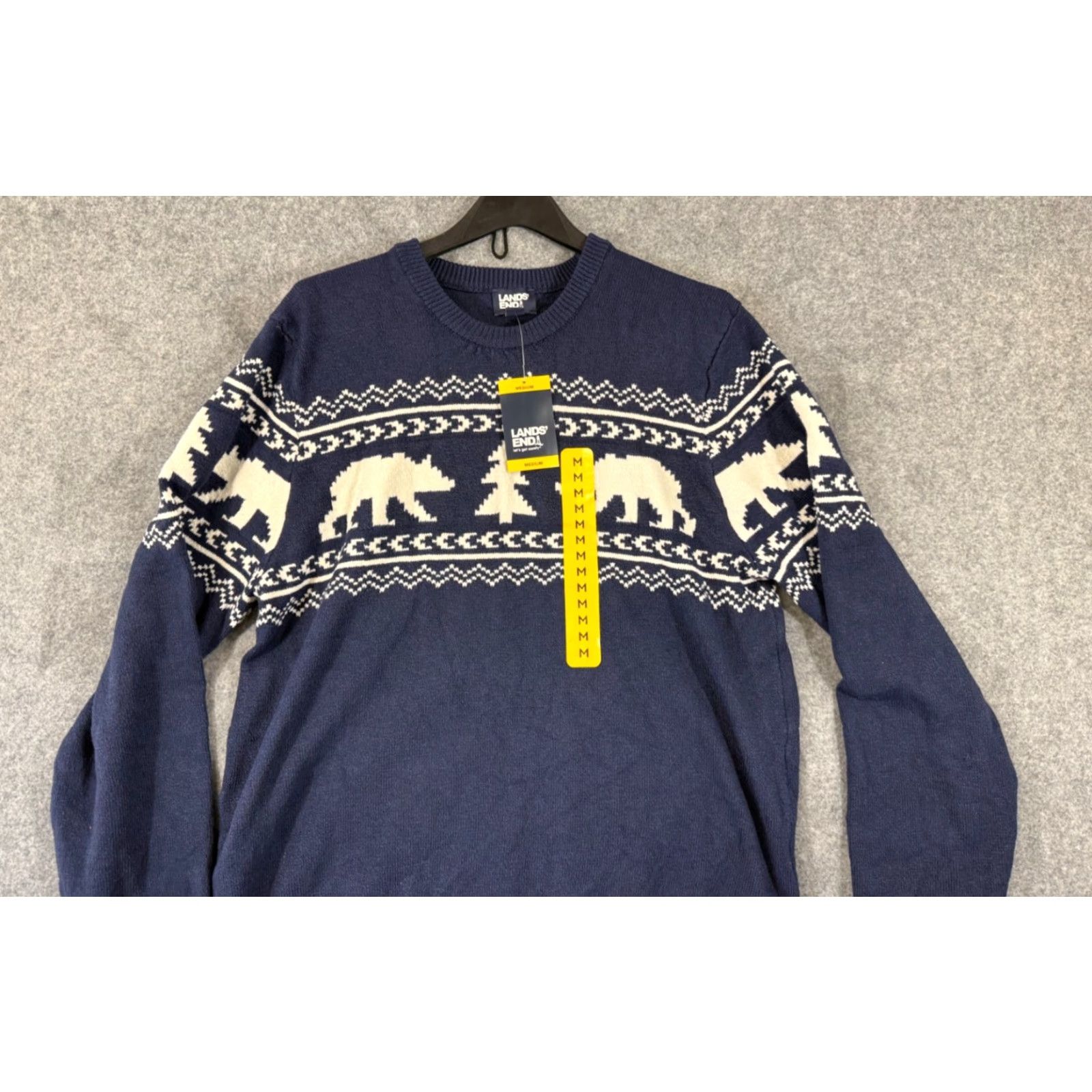 Lands' End VINTAGE Lands' End Sweater Mens M 38-40 Blue Fair Isle Stretch Polar Bear Pullover NWT Size US M / EU 48-50 / 2 - 2 Thumbnail