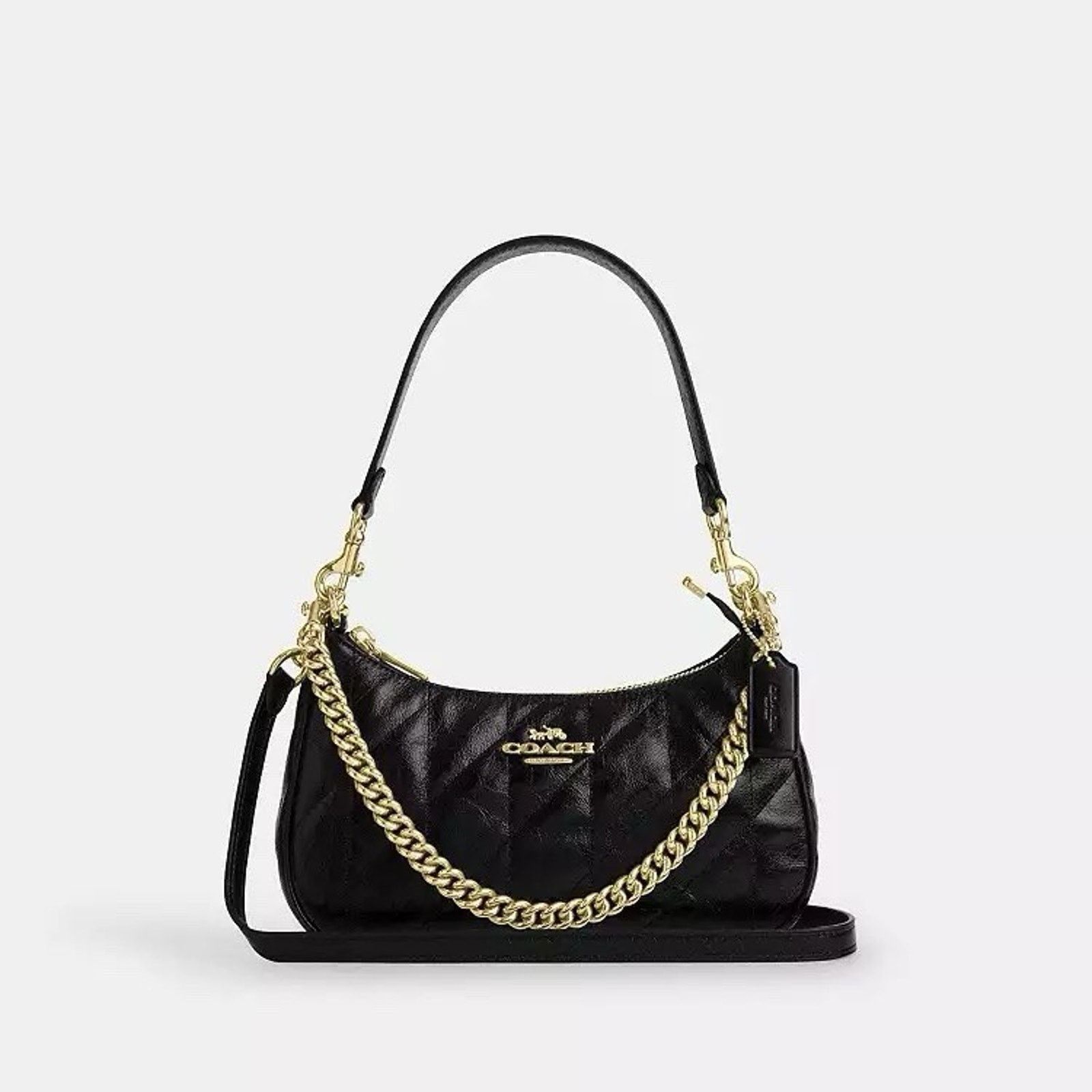 Coach NWT Coach CDY83 Teri Shoulder Bag Gold/Black Crinkle leather Size ONE SIZE - 10 Thumbnail