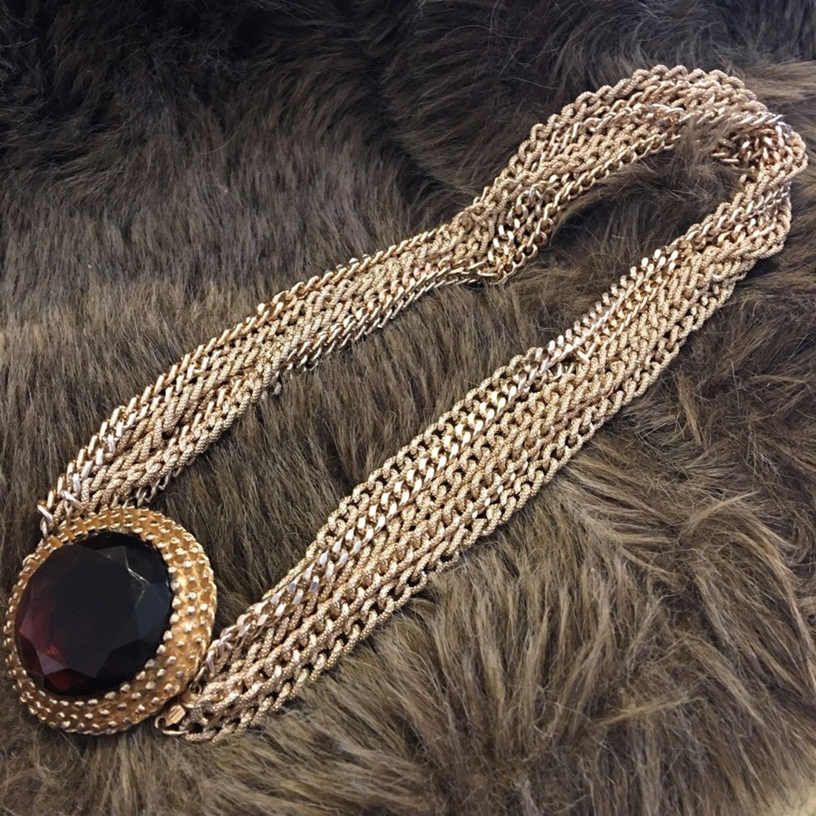 Vintage Vintage faceted brown glass gold chain necklace Size ONE SIZE - 8 Thumbnail