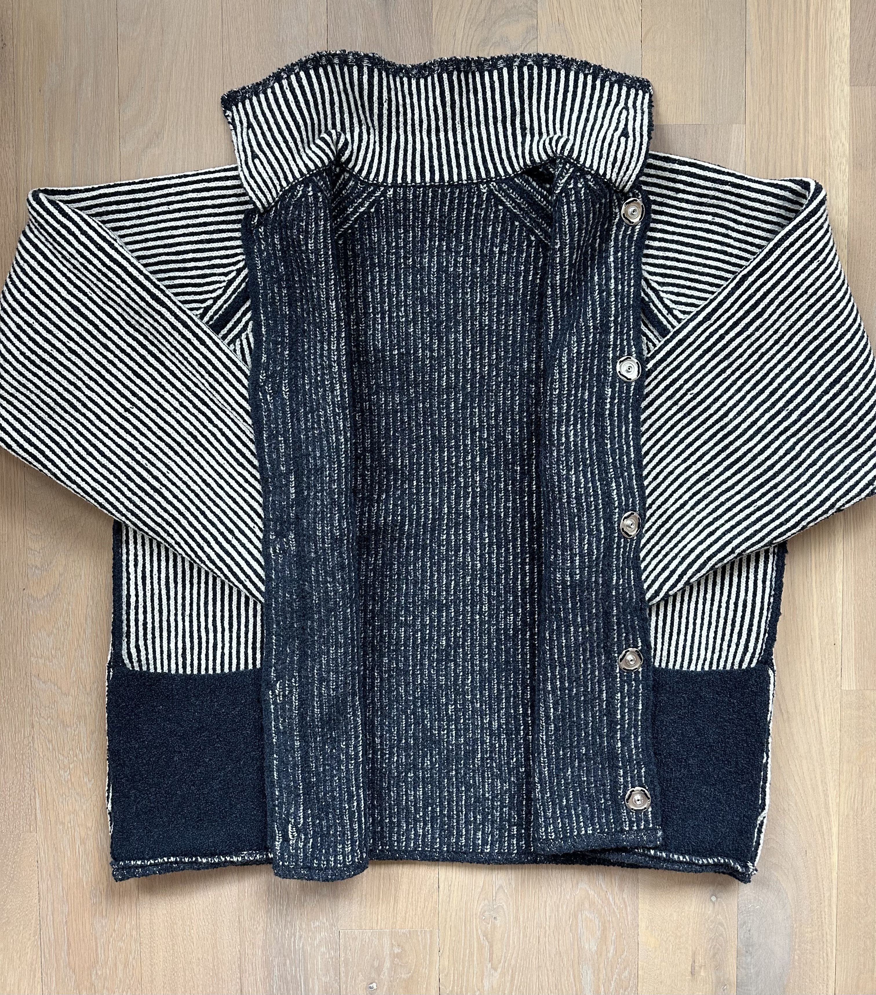 Niceness NICENESS K. Snafu Reversible Wool Knit Jacket Navy/White Size US L / EU 52-54 / 3 - 16 Thumbnail