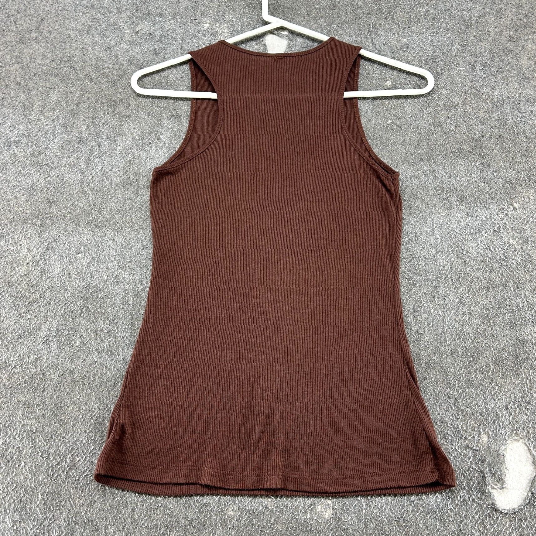 Vintage VINTAGE Fang Tank Women S Brown Sequin Ribbed Cotton Sleeveless Top, Basic Casual, Y2K, Movie Theme, Reflective Accents Size S / US 4 / IT 40 - 4 Thumbnail