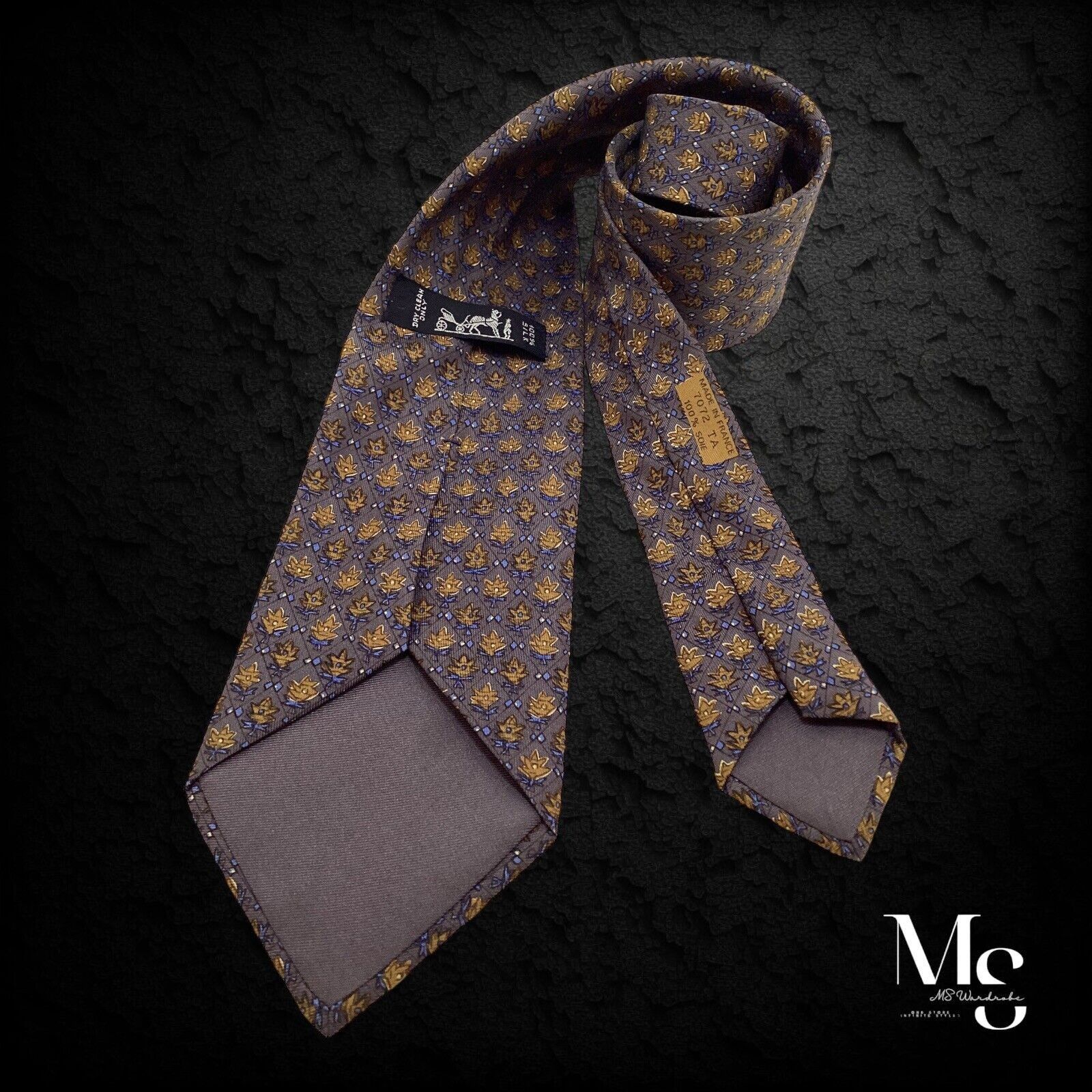 Hermes HERMES PARIS 7072 TA Brown Novelty Leaf Print Silk Tie Size ONE SIZE - 2 Thumbnail
