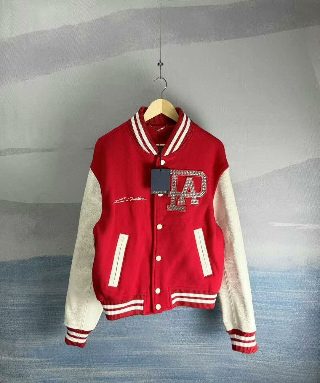 Louis Vuitton Louis Vuitton Red White Baseball Jacket Size US XL / EU 56 / 4 - 1 Thumbnail