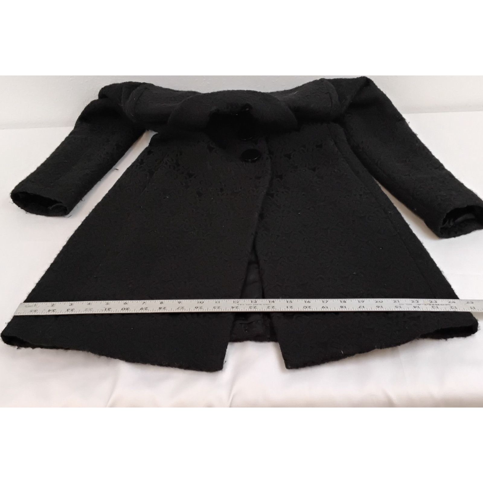 MILLY Milly of New York Wool Pea Coat Women's 4 Black Flowers Size S / US 4 / IT 40 - 11 Thumbnail