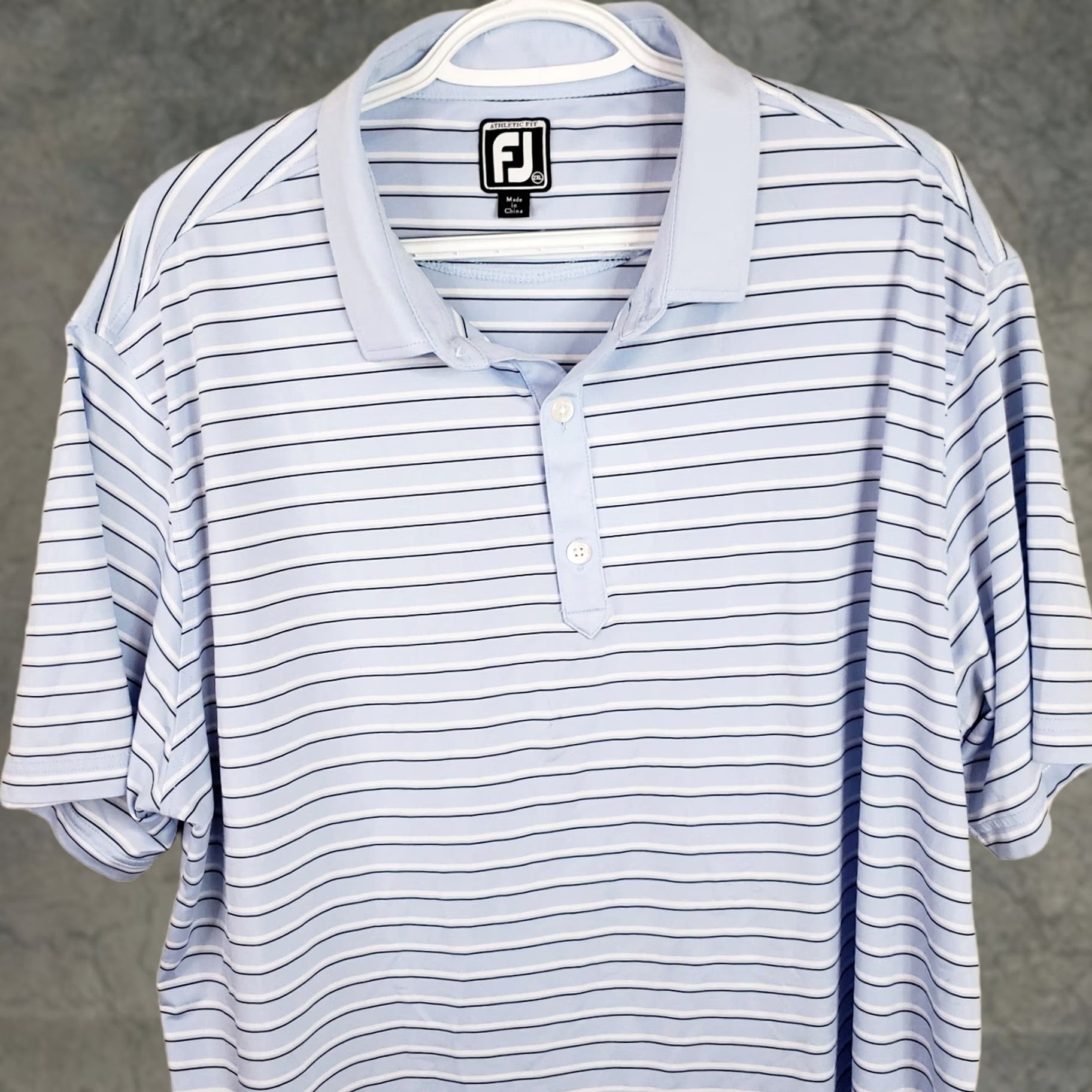 Footjoy FootJoy Athletic Fit Polo Shirt Striped Blue White 2XL Men’s Golf Polo Casual Performance Preppy Logo Clothing Size US XXL / EU 58 / 5 - 1 Thumbnail