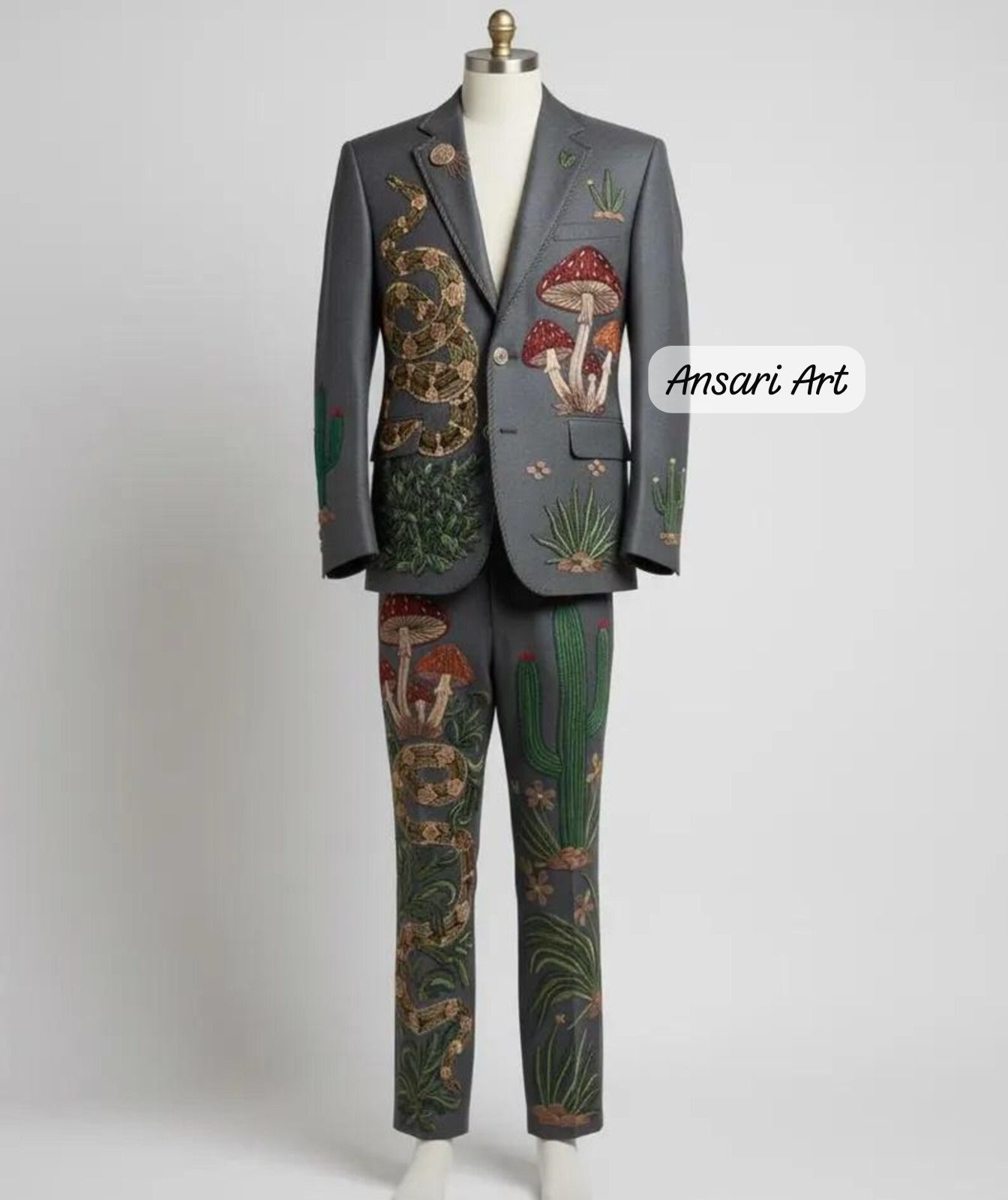Other Men 2PC Customized snake Embroidery Western partywear outfit Size 42L - 2 Thumbnail