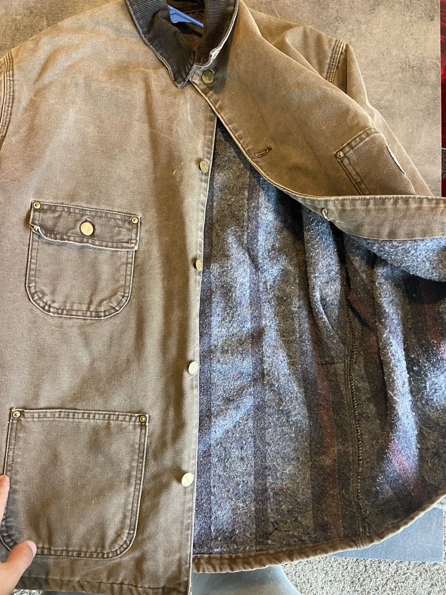 Carhartt × Vintage Vtg Carhartt Brown Blanket Lined Work Jacket Size US XL / EU 56 / 4 - 4 Thumbnail