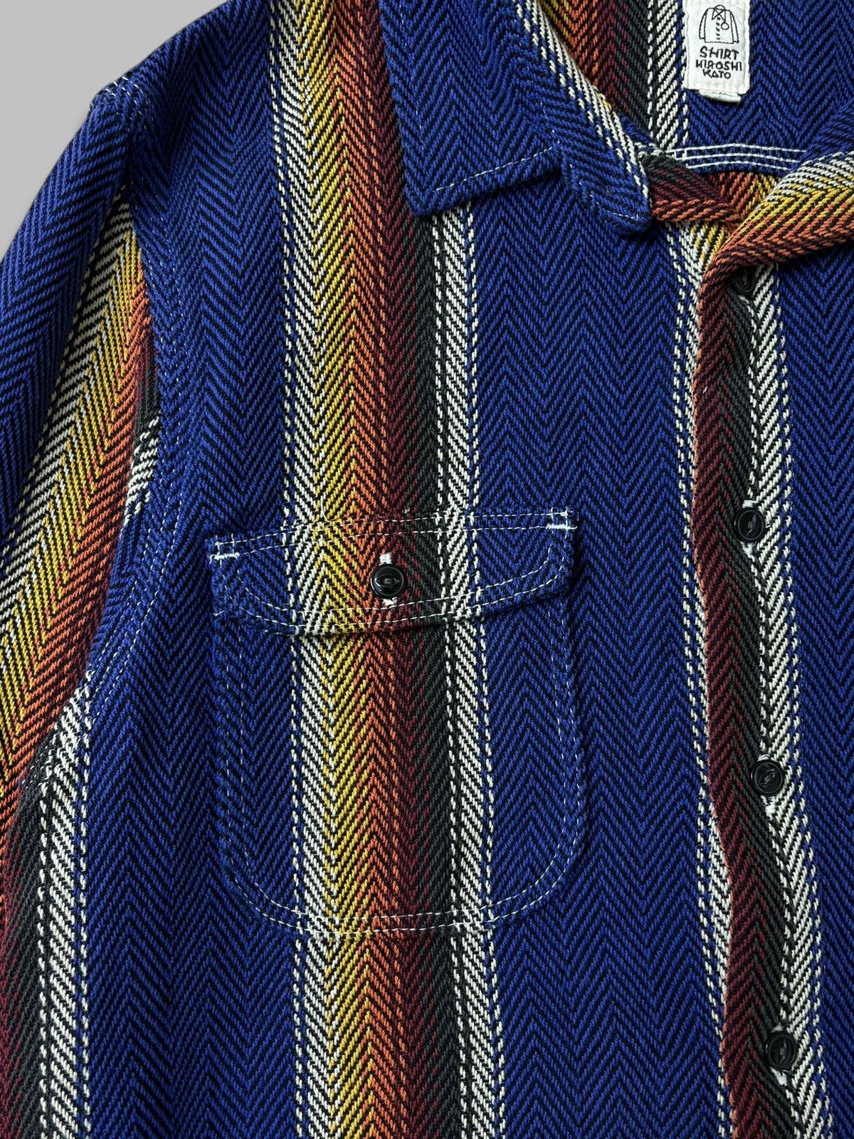 Hiroshi Kato Hiroshi Kato The Brace Long Sleeve Shirt Jacket Striped USA Size US XL / EU 56 / 4 - 4 Thumbnail