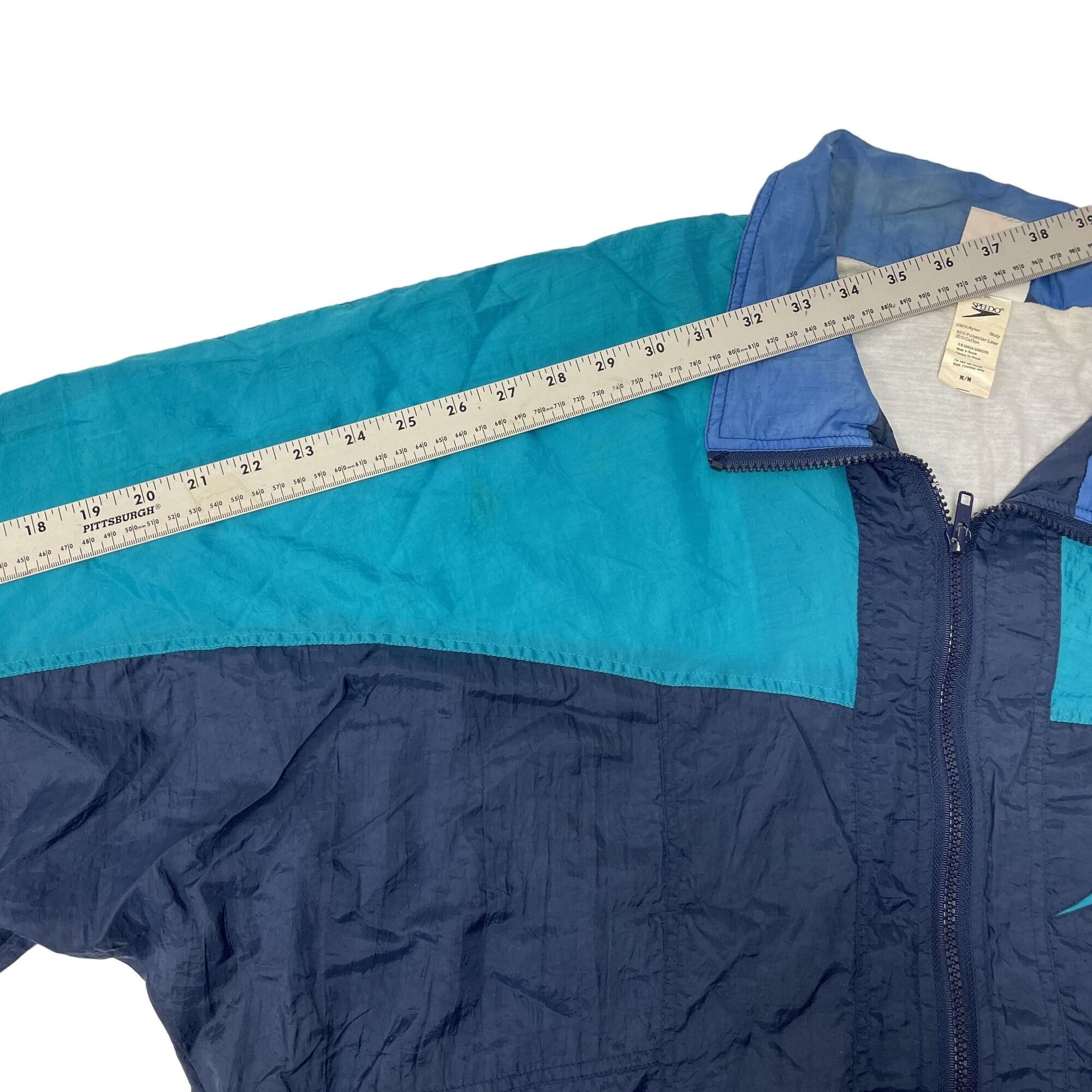 Speedo Vtg Speedo Blue GEOMETRIC Nylon COLORBLOCK Track Jacket Size US M / EU 48-50 / 2 - 8 Thumbnail