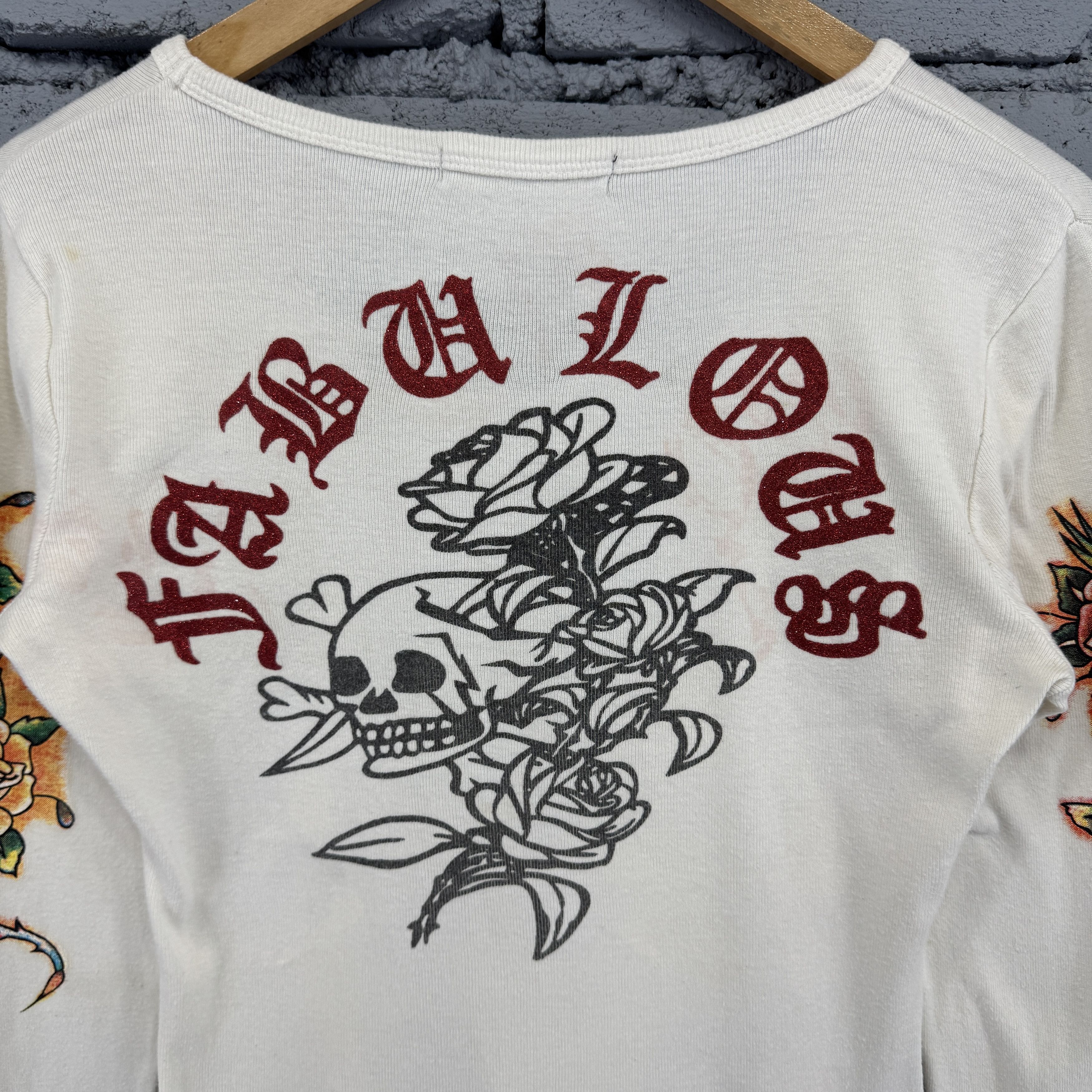 Vintage Rare Vintage Tattoo Style Skull Rose Long Sleeve Size XXS / US 00 / IT 34 - 7 Thumbnail