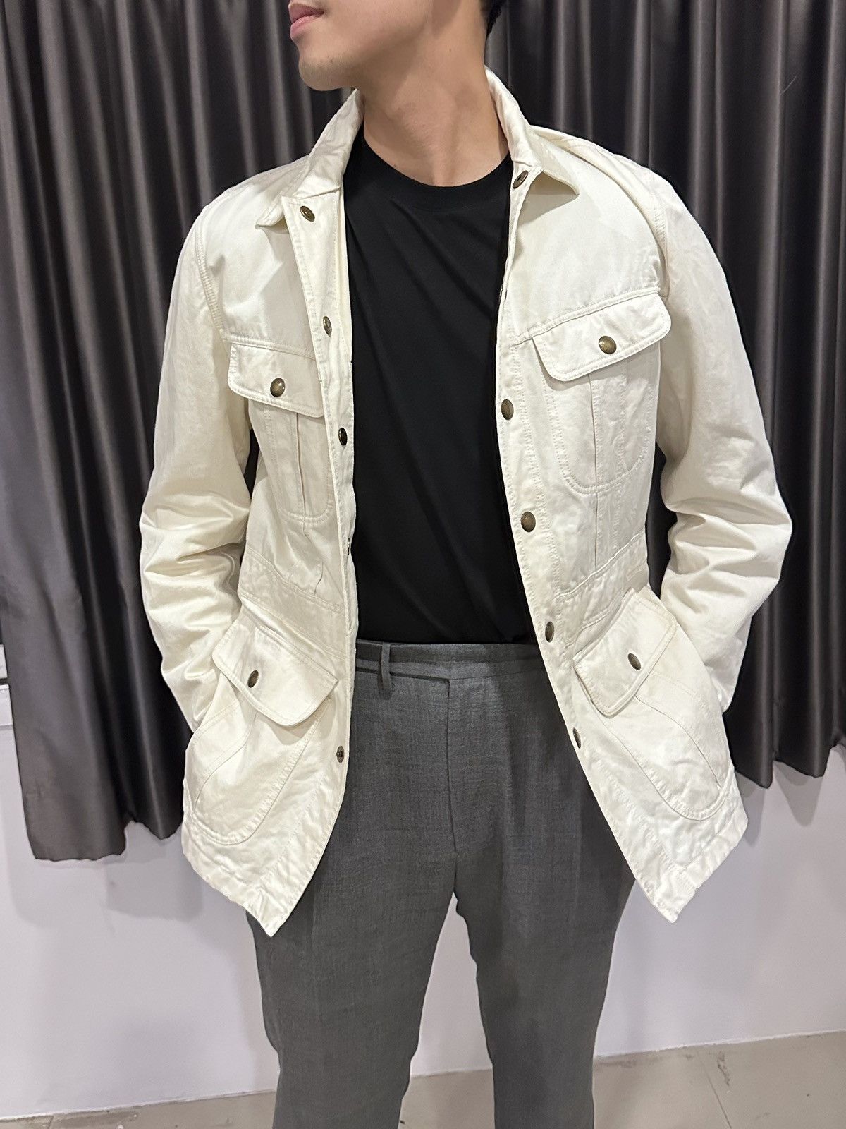 Tom Ford TOM FORD White Cotton-Twill Utility Jacket Size US L / EU 52-54 / 3 - 13 Thumbnail
