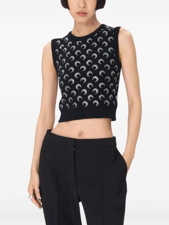 Marine Serre MARINE SERRE Women Sweater WTK043A RKNI0001BK99 Black Size L / US 10 / IT 46 - 1 Thumbnail