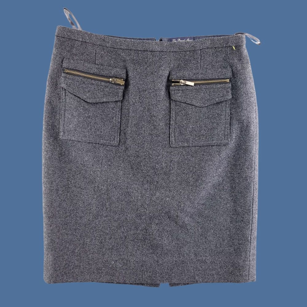 J.Crew J.CREW Skirt Women 4 Pencil Straight Wool Blend Zip Pockets Gray Lined Front Vintage No Size 27" / US 4 / IT 40 - 1 Thumbnail