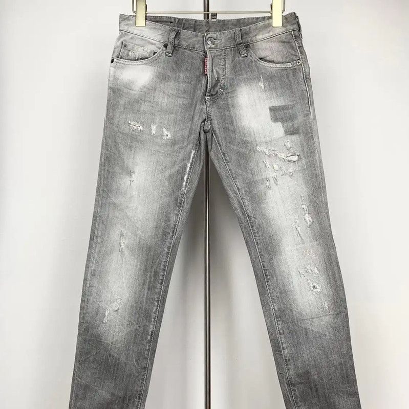 Dsquared2 DSQUARED2 Gray Distressed Denim Pants for Men 0089 Size US 26 / EU 42 - 1 Thumbnail