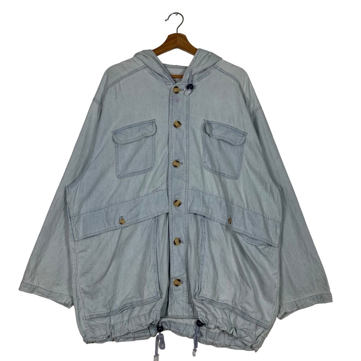 image of Vintage Belle Ellensen Hooded Four Pocket Jacket Oversized 0122-C7 in Light Blue, Men's (Size Large