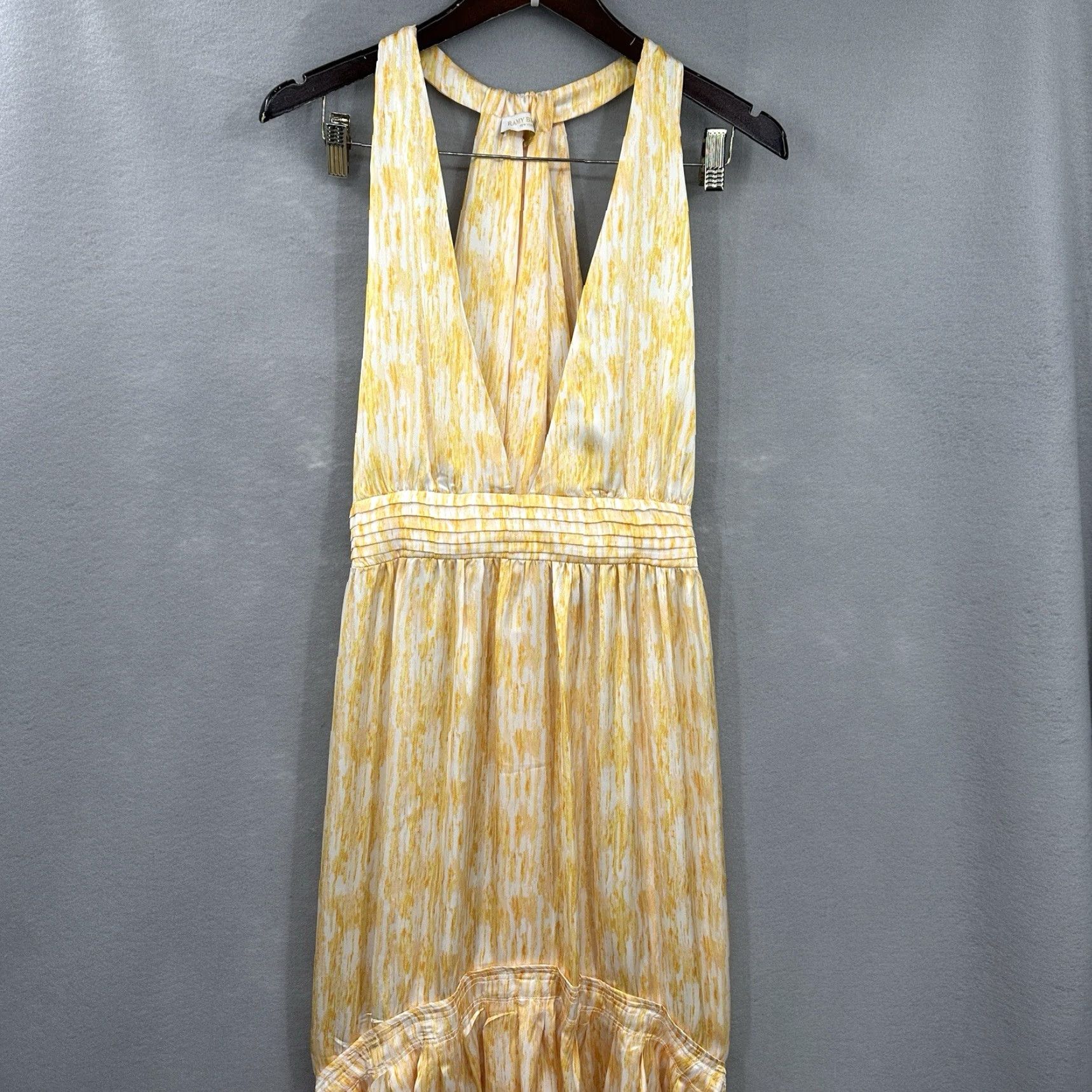 Ramy Brook Ramy Brook Maxi Dress Women Large Yellow Asymmetric Ruffle Halter Solid Bohemian Size L / US 10 / IT 46 - 2 Thumbnail