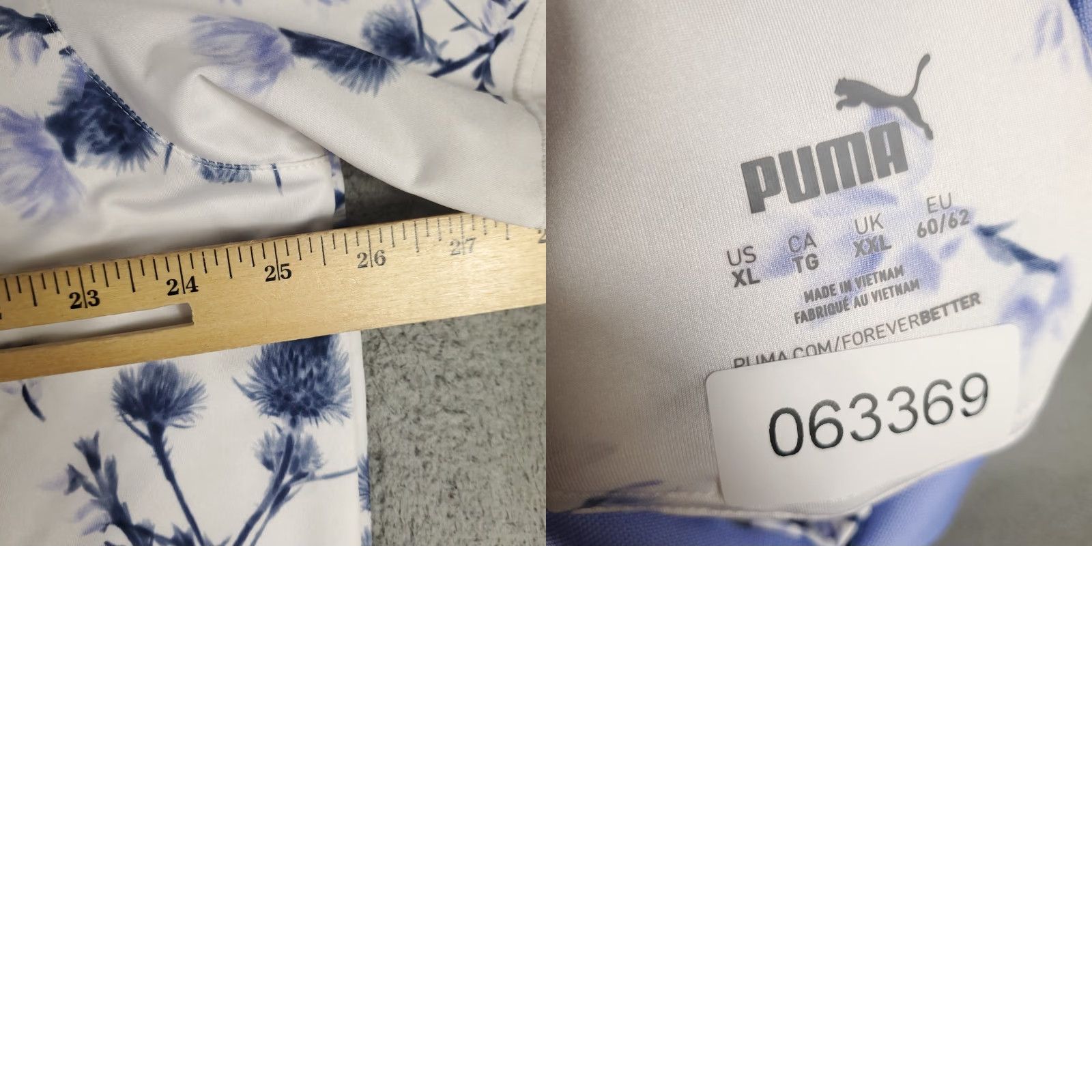 Puma Puma Polo Shirt Mens XL White Blue Floral Golf Casual Short Sleeve Polo Shirt Men XL White Blue Floral Size US XL / EU 56 / 4 - 8 Thumbnail