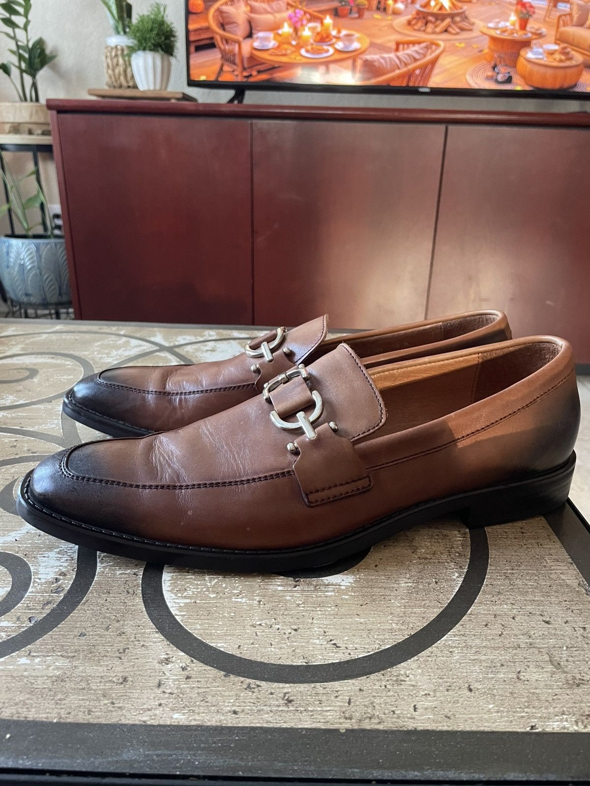 Donald Pliner Bryc2 Saddle Baby Calf slip on loafers Size US 10 / EU 43 - 4 Thumbnail