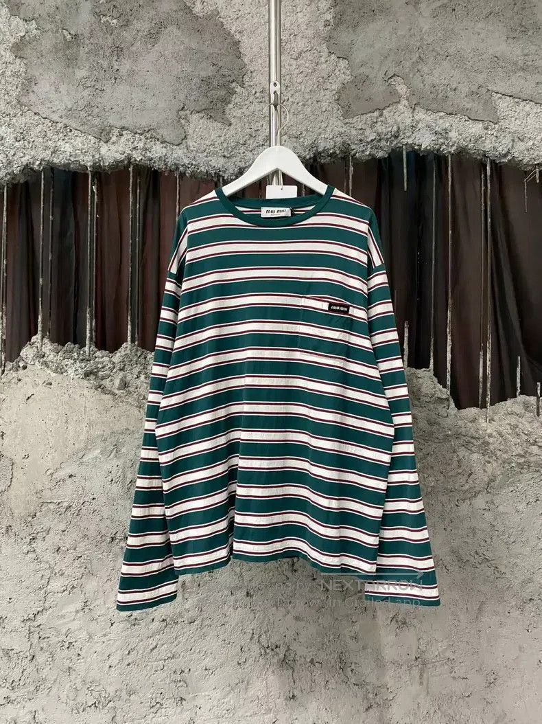 Miu Miu Miu Miu Size M Striped logo destroys long sleeves Size M / US 6-8 / IT 42-44 - 1 Thumbnail