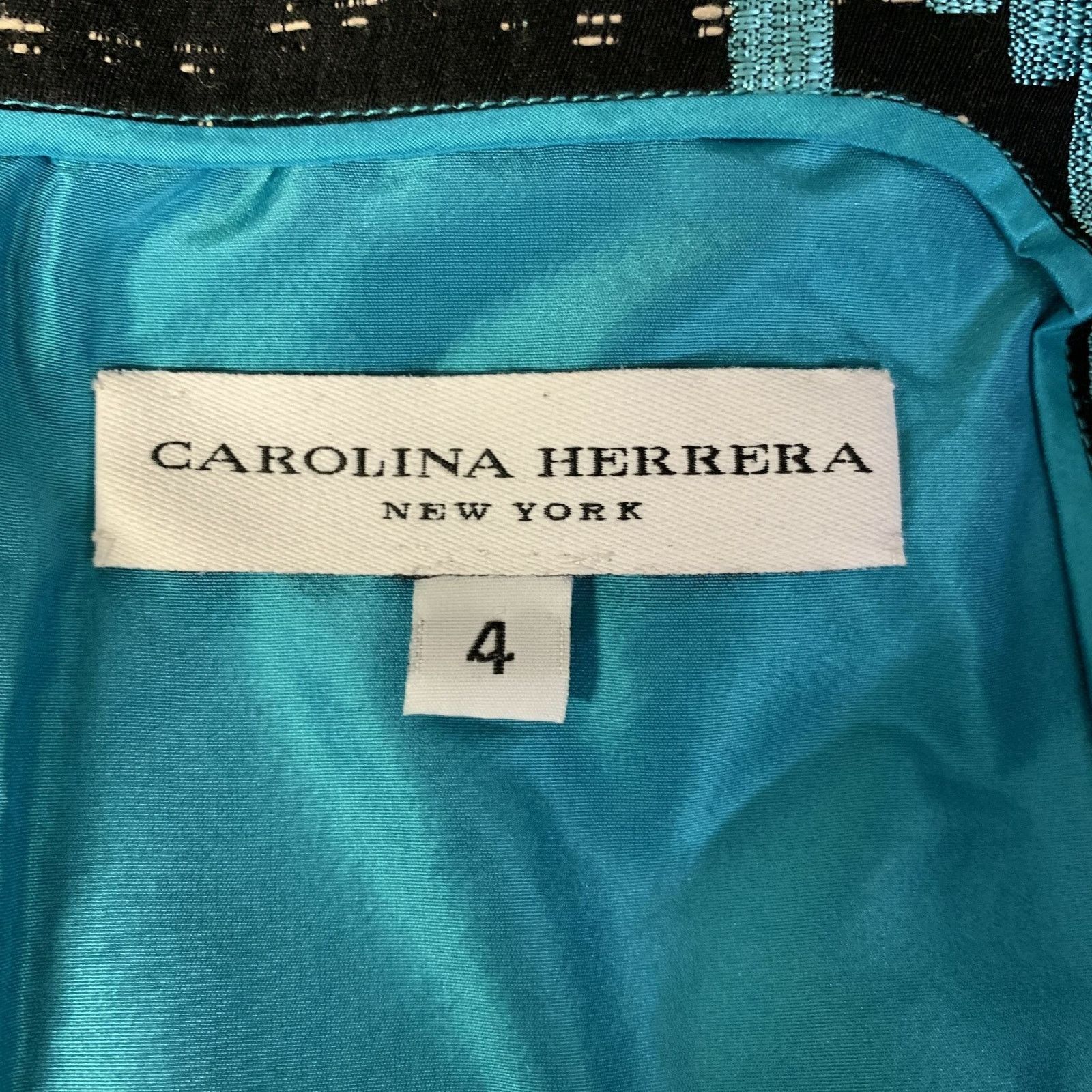 Carolina Herrera CAROLINA HERRERA Size 4 Teal Black Cocktail Dress Size S / US 4 / IT 40 - 4 Thumbnail