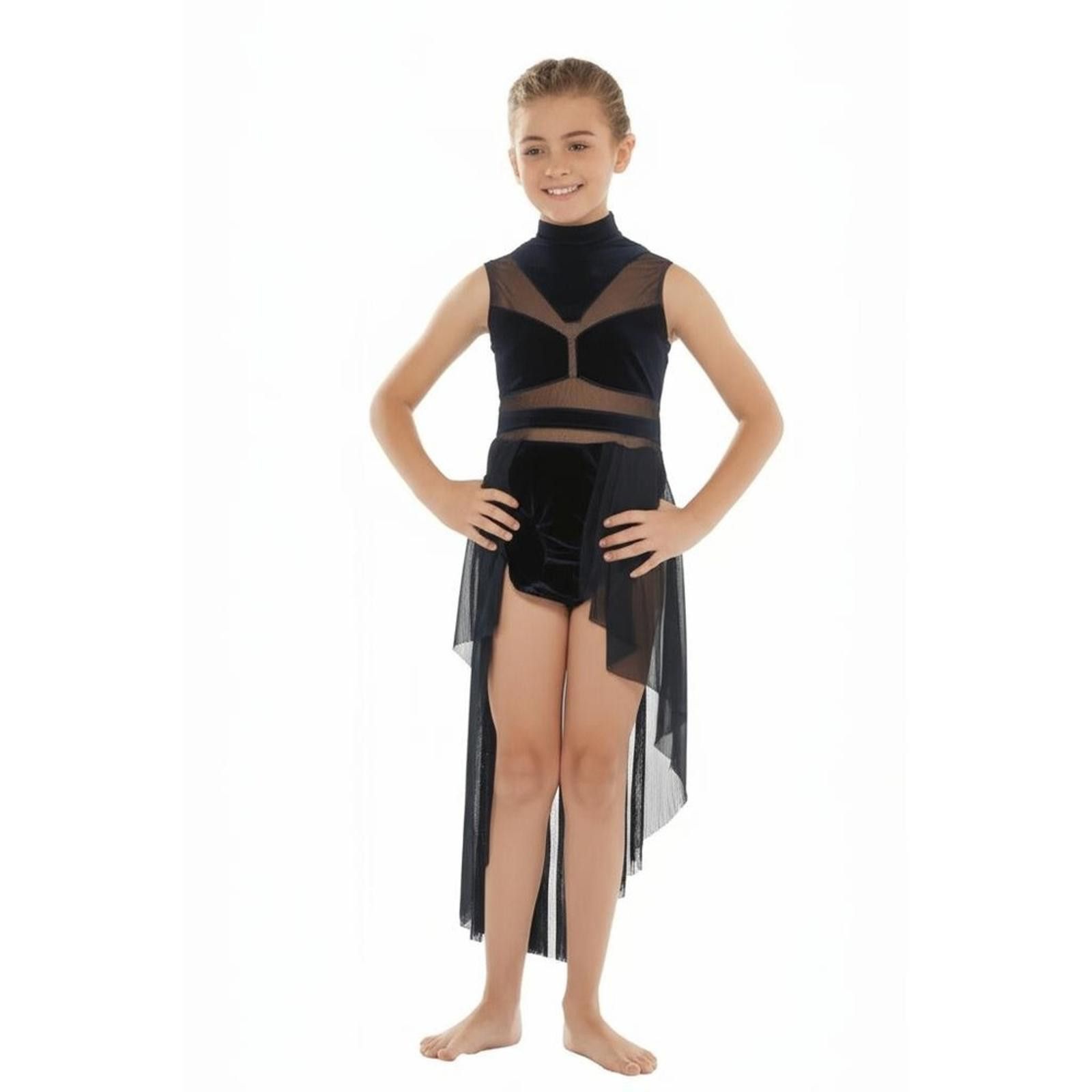 Other Kids Dance Costume 10/12 Navy Blue Lyrical Velvet Stage Size ONE SIZE - 3 Thumbnail