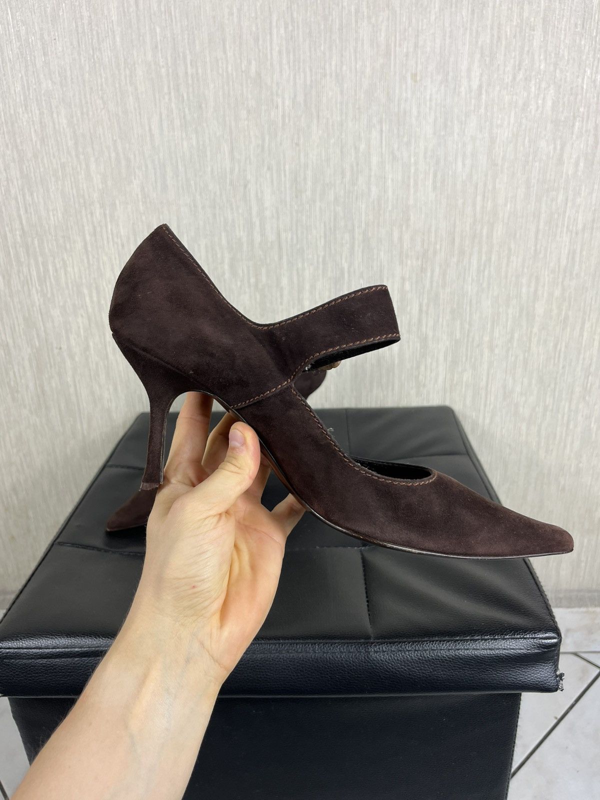 Escada Vintage Escada suede velvet pumps heels shoes avant garde Size US 9.5 / IT 39.5 - 14 Thumbnail