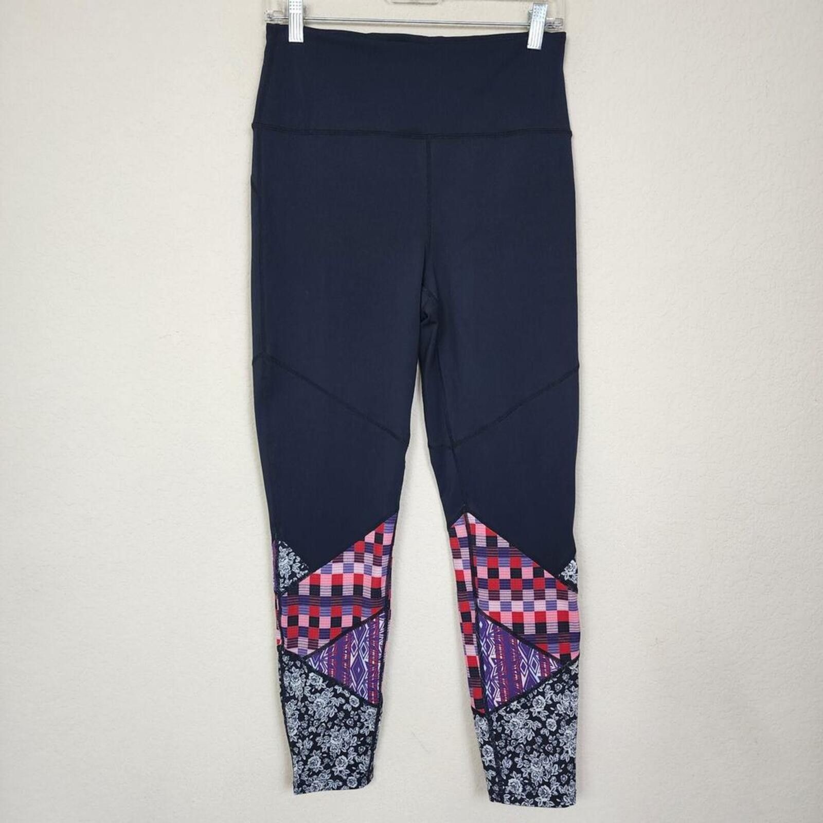 Free People Free People Large Stretchy Black Patchwork Leggings Size 36" / US 14 / IT 50 - 1 Thumbnail