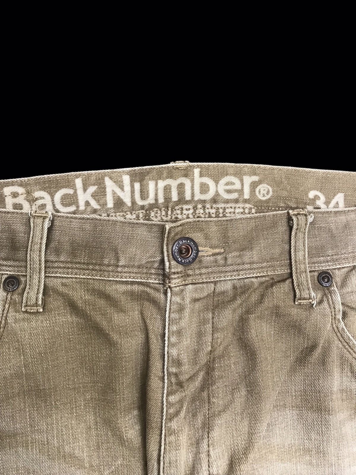 Japanese Brand 💥THRASHED💥BACK NUMBER TAN DISTRESSED CARGO DENIM F367 Size US 35 - 10 Thumbnail