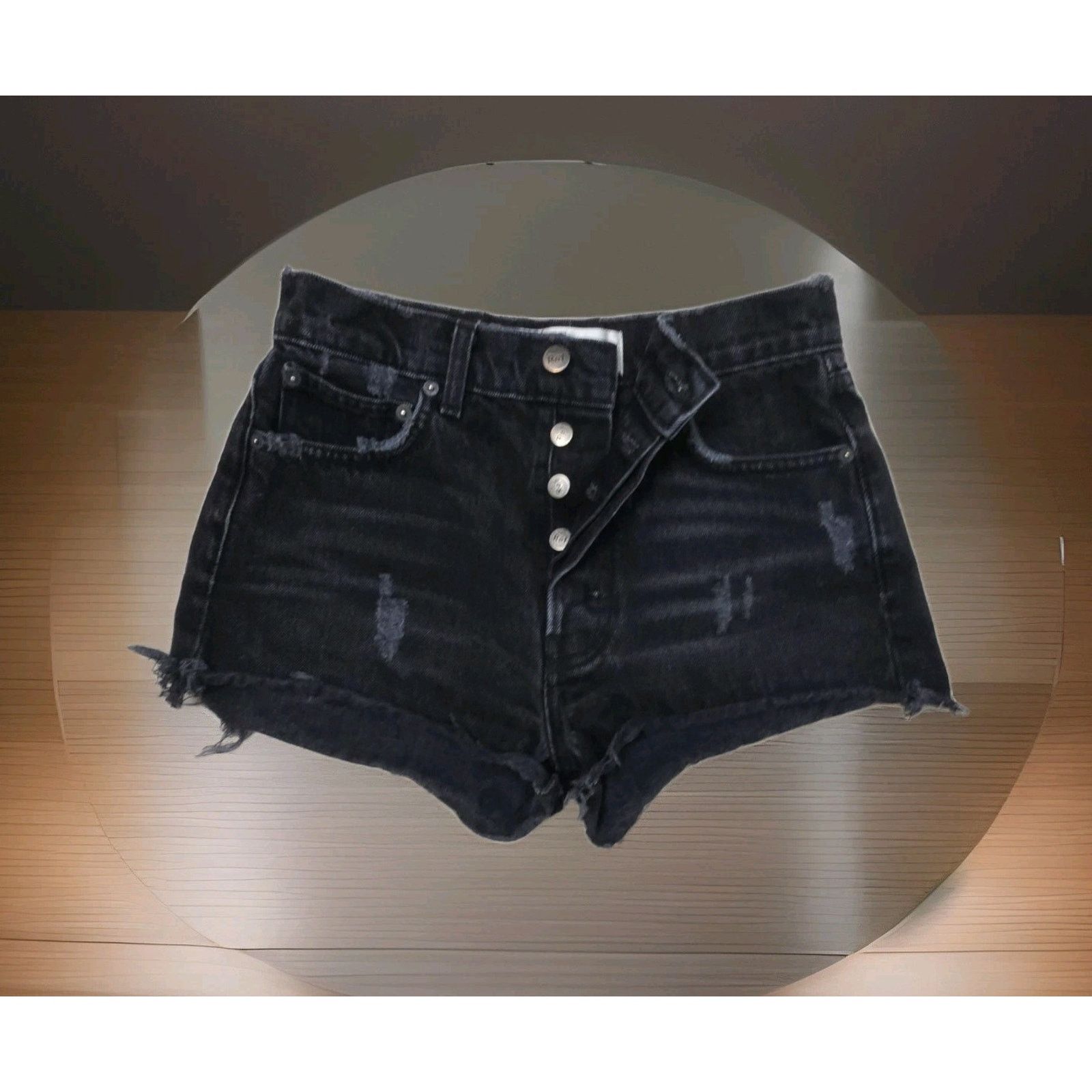 Reformation Reformation Womens Denim High Rise Black Shorts 25 Size 25" / US 0 / IT 36 - 2 Thumbnail