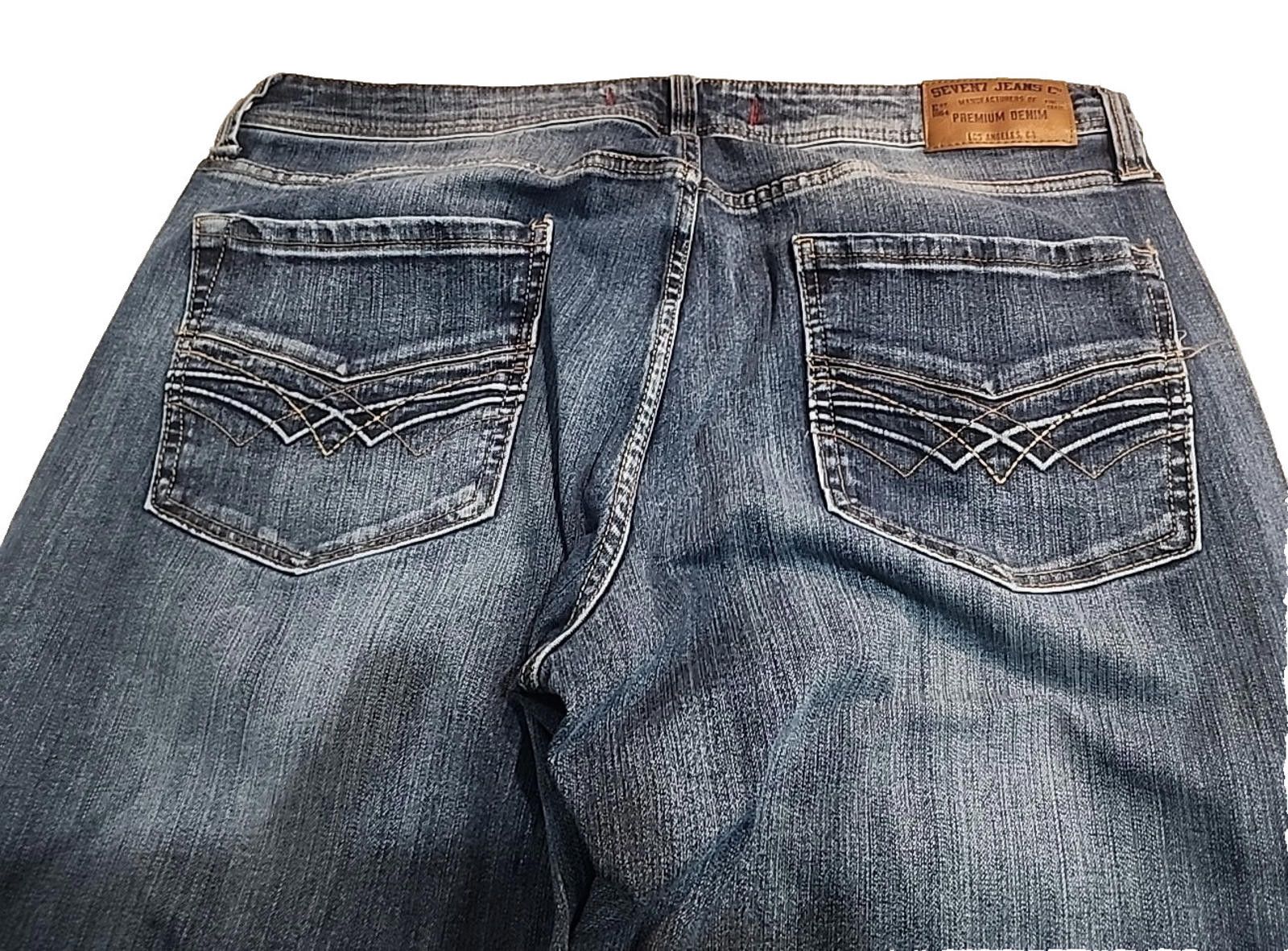 Seven 7 Seven7 Men’s Blue Jeans Straight Denim Actual 36Wx29L S72B Size US 36 / EU 52 - 7 Thumbnail