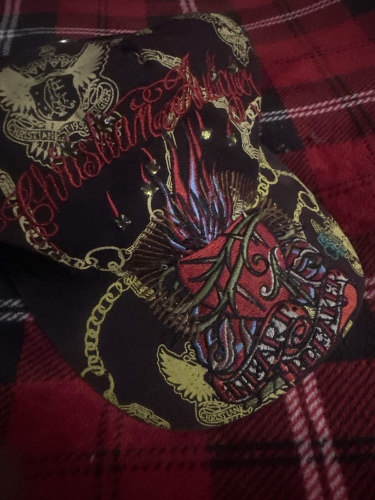 Christian Audigier × Ed Hardy × Vintage Christian Audigier “Heart Breaker” Y2K Embroidered Hat Size ONE SIZE - 3 Thumbnail