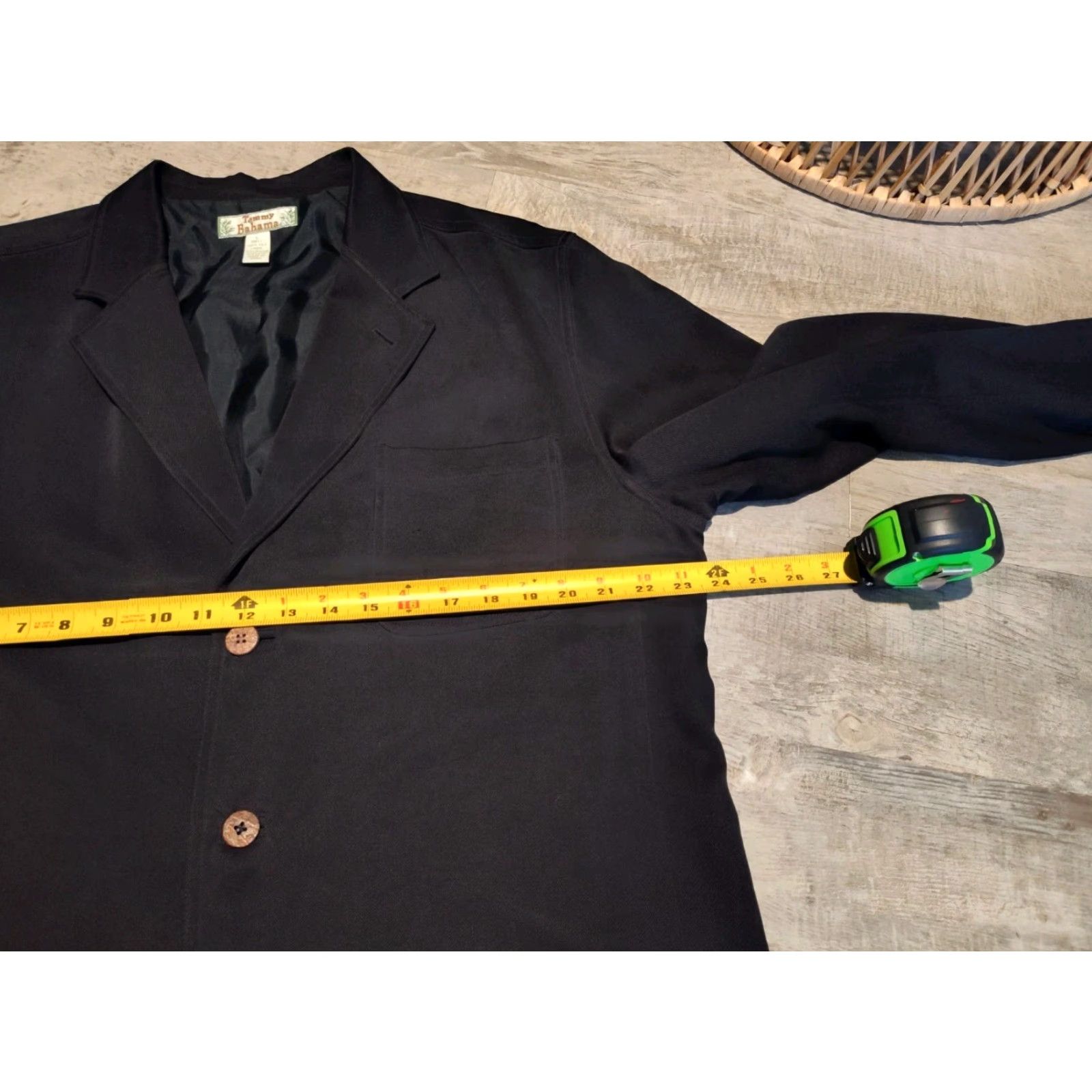 Tommy Bahama Tommy Bahama Silk Blazer Mens Size L Black Unstructured 3-Button Regular Fit Size 42R - 7 Thumbnail