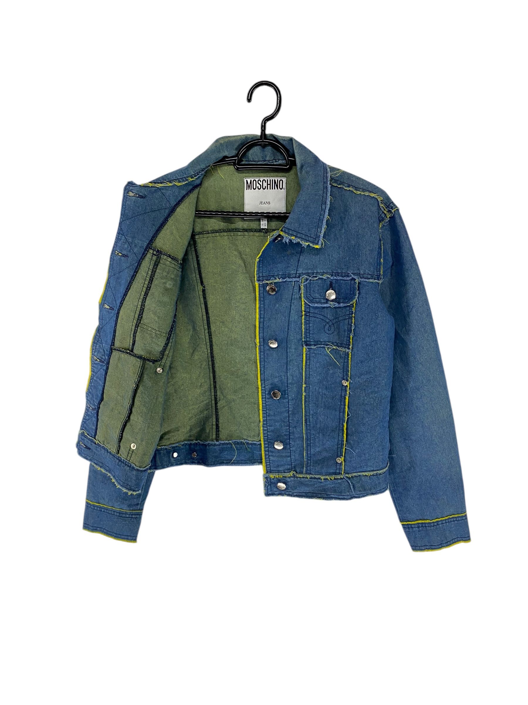 Designer × Moschino Moschino lime frayed edge denim jacket Size L / US 10 / IT 46 - 3 Thumbnail