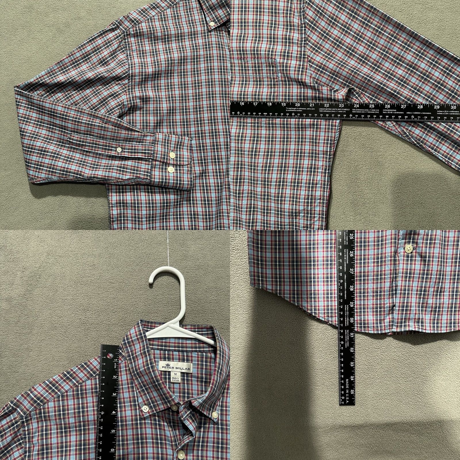 Peter Millar Peter Millar Clyde Sport Button Down Shirt Men Medium Blue Red Plaid Performance Size US M / EU 48-50 / 2 - 8 Thumbnail