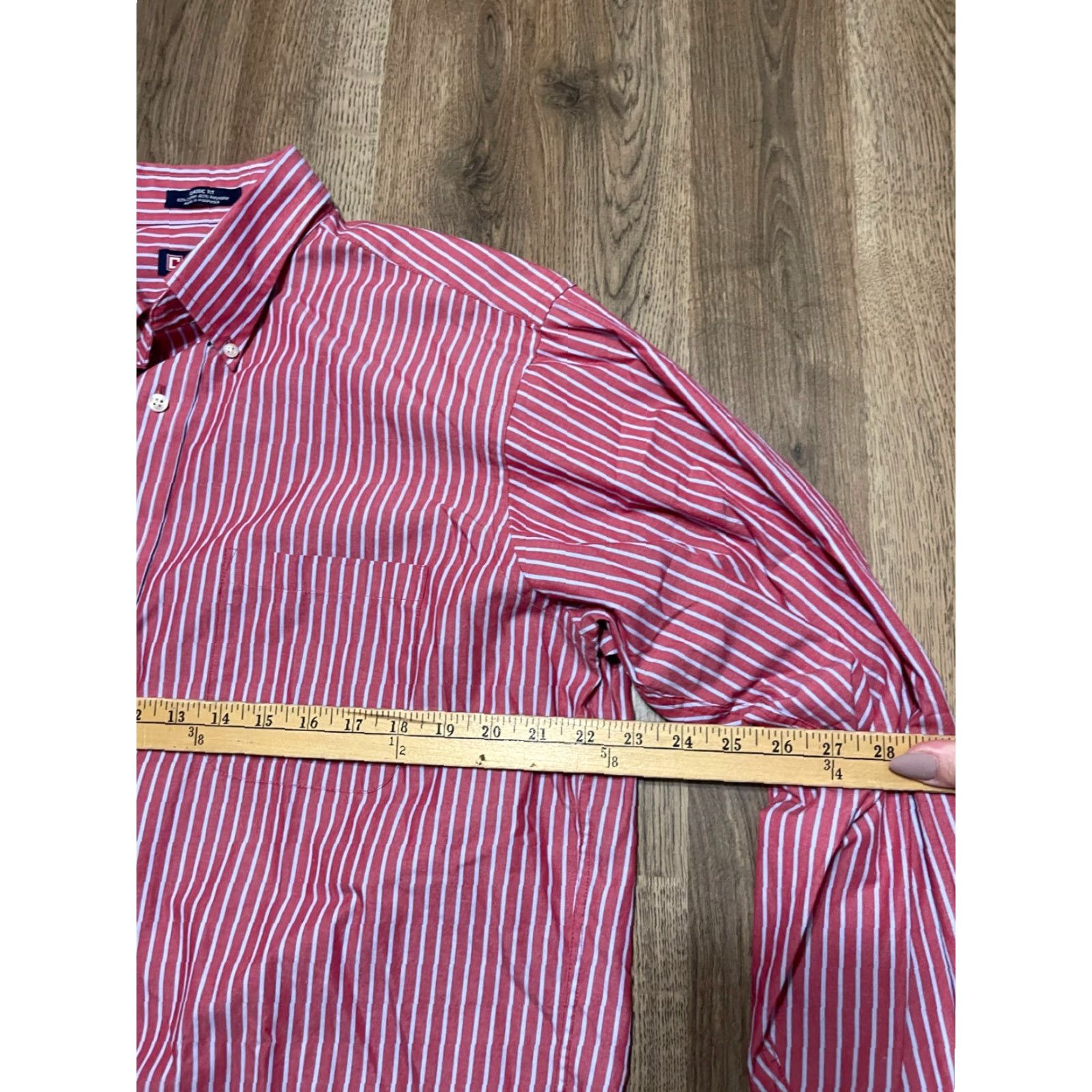 Chaps **Men's Red White Striped Button Down Shirt, Size 17 34/35, Classic Fit** User: Men's Red White Striped Button Down Shirt, Size 17 34/35, Classic Fit Size US XL / EU 56 / 4 - 5 Thumbnail