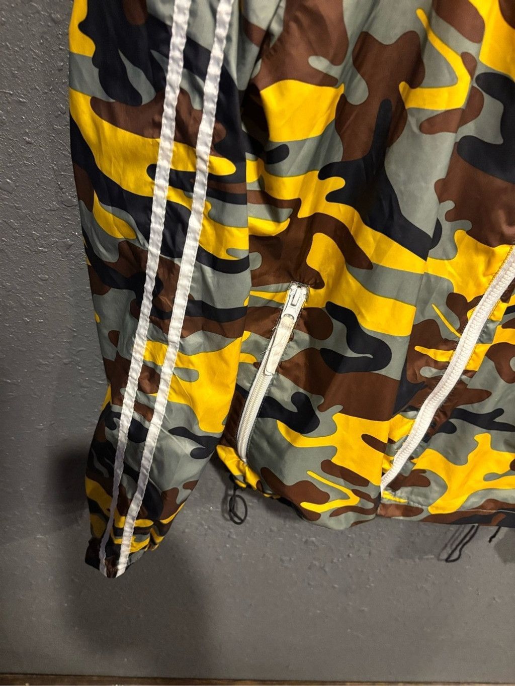 Blackjack Black Jack Yellow & Green Camo Zip-Up Windbreaker Jacket Size M / US 6-8 / IT 42-44 - 2 Thumbnail