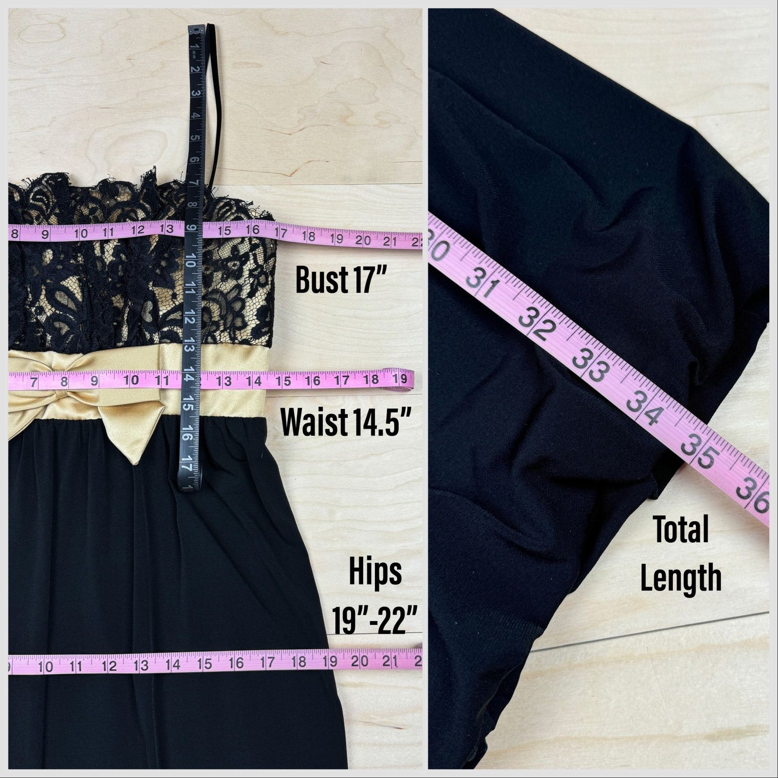 Vintage Y2K Black and Gold Satin and Lace Bubble Hem Mini Prom Dress Size S / US 4 / IT 40 - 5 Thumbnail