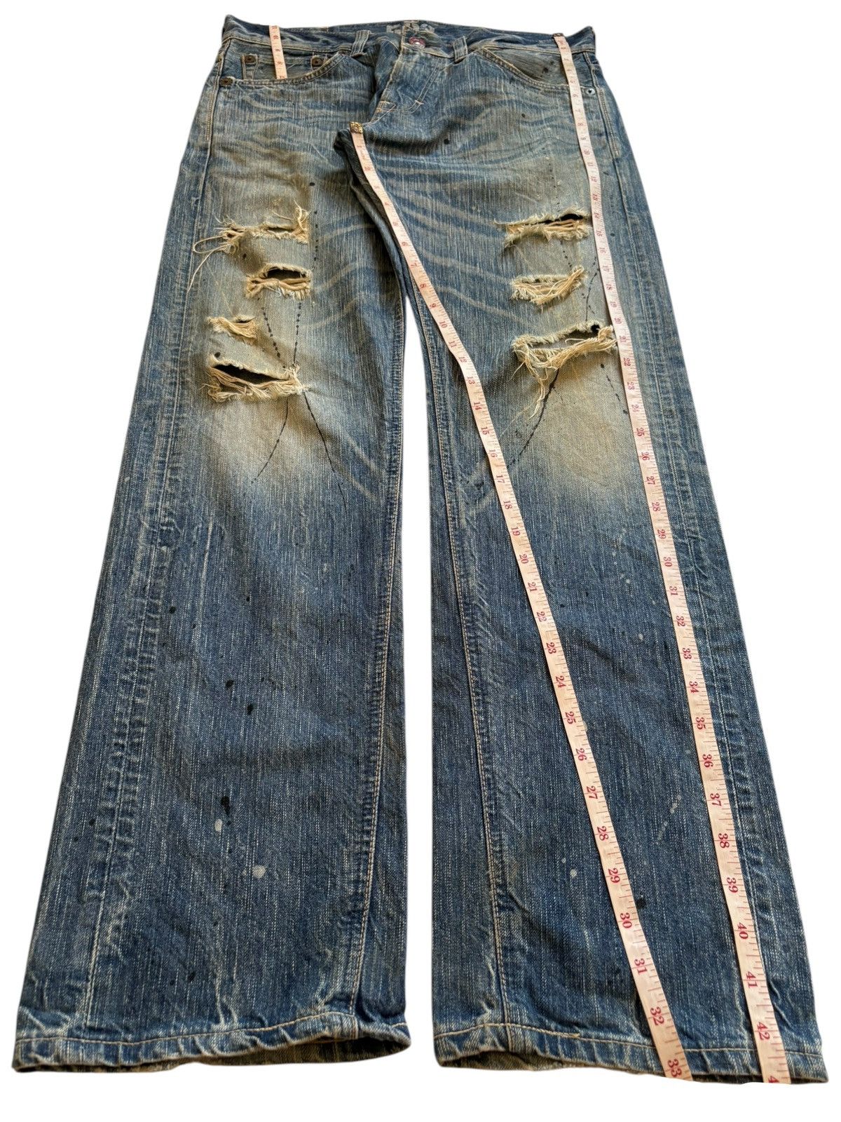 Edwin Vintage Edwin 503 Blue Trip Paint Mud Wash Rip Loose Jeans Size US 34 / EU 50 - 13 Thumbnail