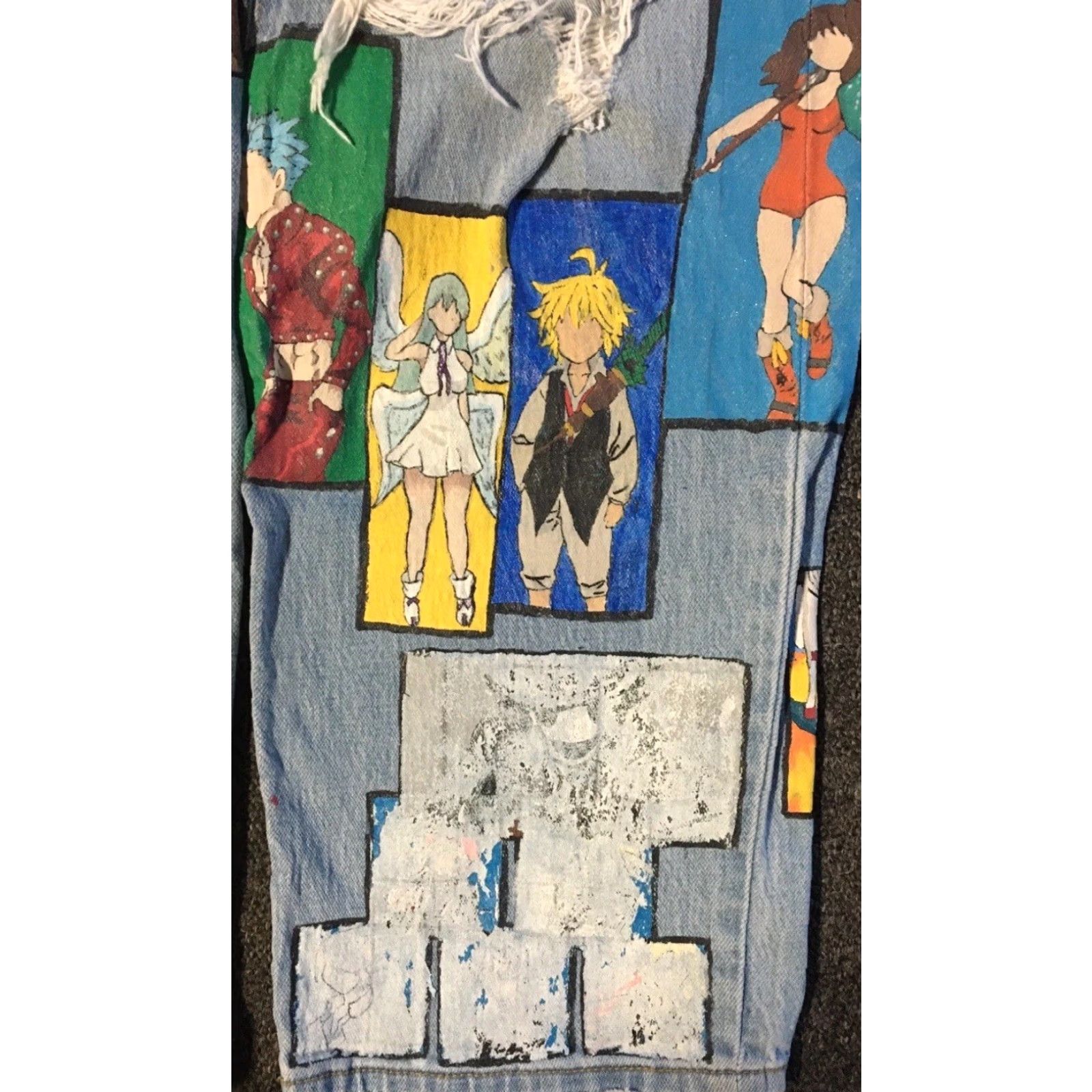 Vintage Vtg Custom Painted Anime Faded Distress Jeans 26 Naruto One Piece Manga Grunge Size 26" / US 2 / IT 38 - 4 Thumbnail