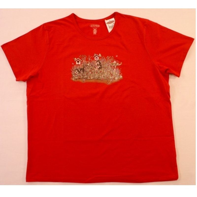 Northern Reflections Northern Reflections TShirt Red Kittens Birdhouse Flowers XS Size XS / US 0-2 / IT 36-38 - 1 Thumbnail