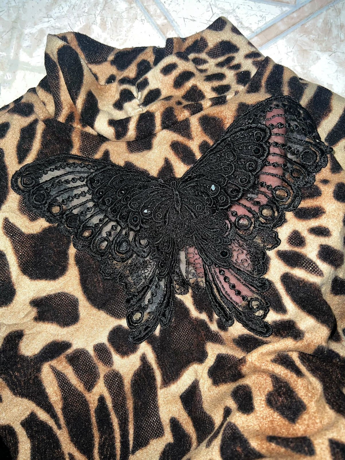 Dolce & Gabbana Y2K butterfly leopard turtle neck top🦋 🐆 Size ONE SIZE - 6 Thumbnail