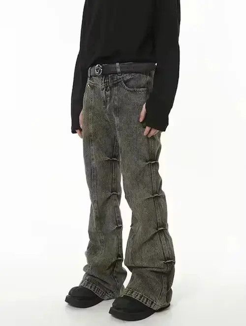 Jean Grunge Stack Washed Gray Denim Jeans Size US 32 / EU 48 - 1 Thumbnail