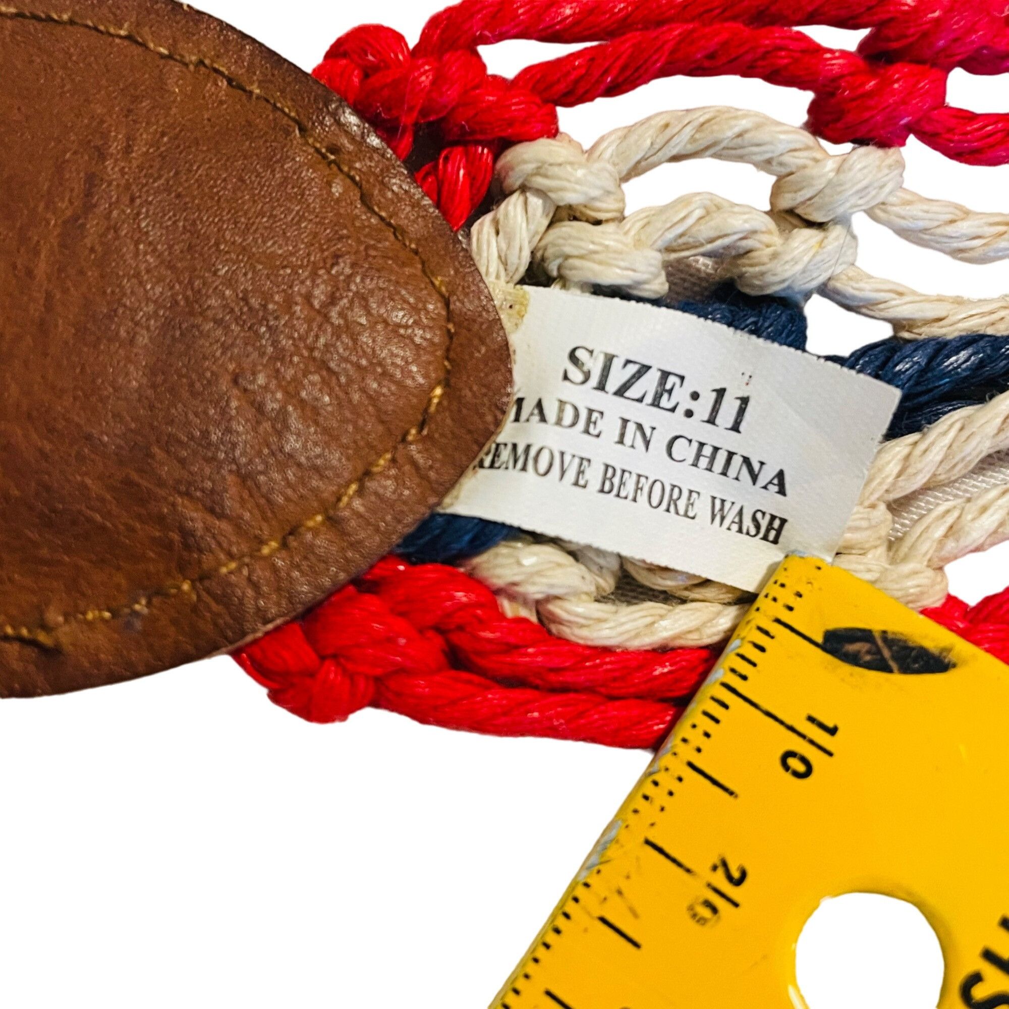 Vintage Vintage Woven Belt W/ Faux Leather Accents & D-Ring Buckle - Size ONE SIZE - 2 Thumbnail