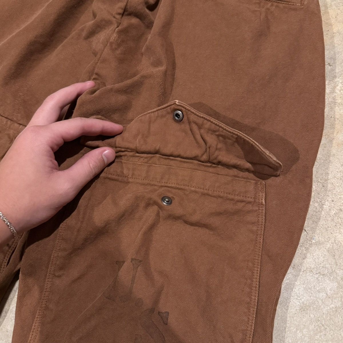 Kapital Kapital Cargo Pocket Stenciled Canvas Bootcut Work Pants Size US 30 / EU 46 - 5 Thumbnail