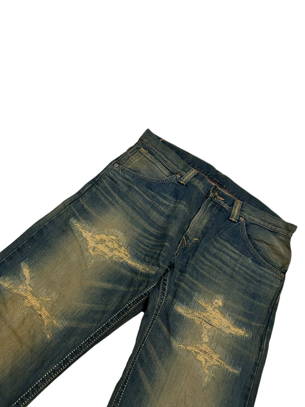 Edwin × Japanese Brand × Tornado Mart Edwin Exlusive Vintage Distressed Mud Wash Rare Denim 🎌☠️ Size US 37 - 5 Thumbnail