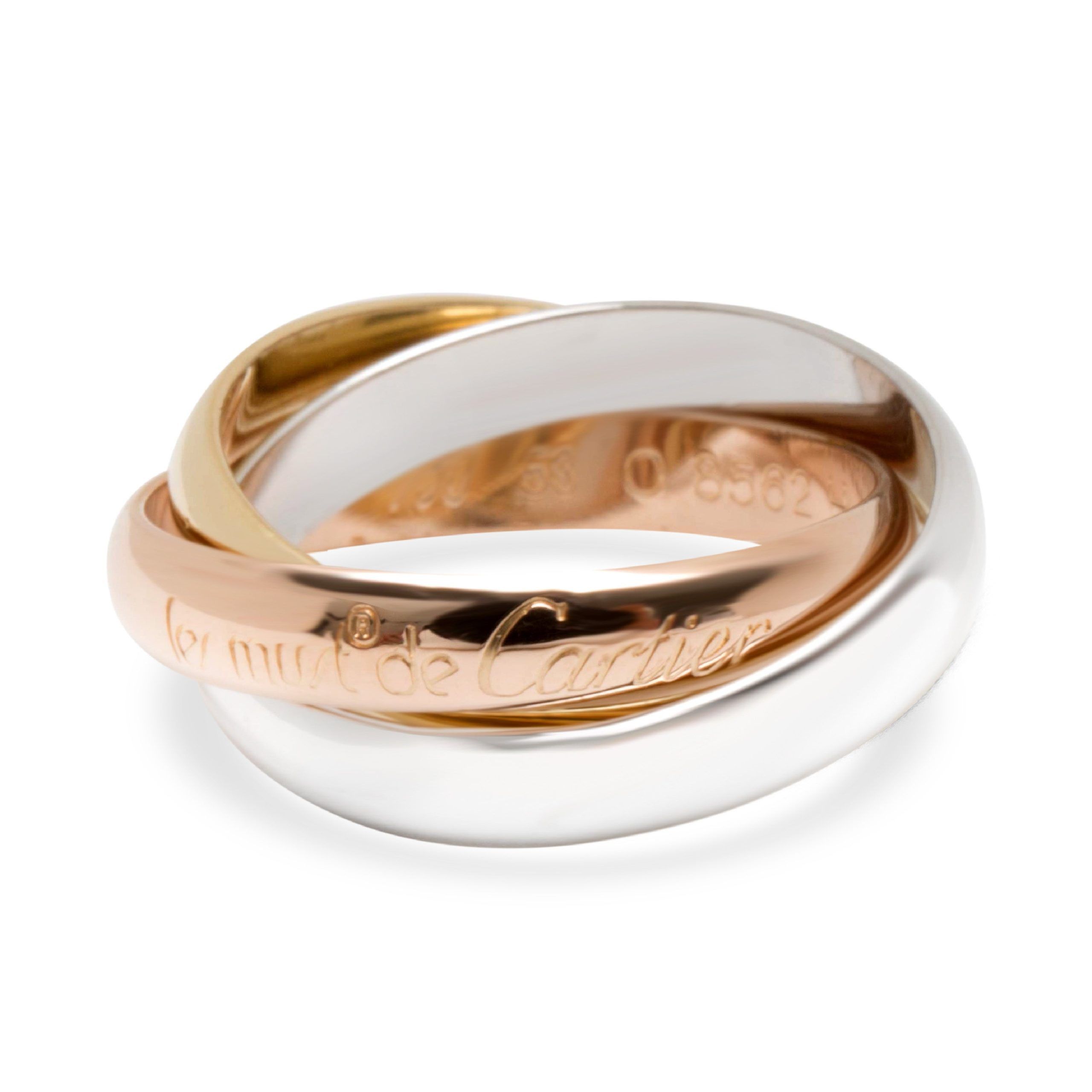 image of Cartier Trinity Ring In Yellow, White & Rose Gold (Size 53), Women's